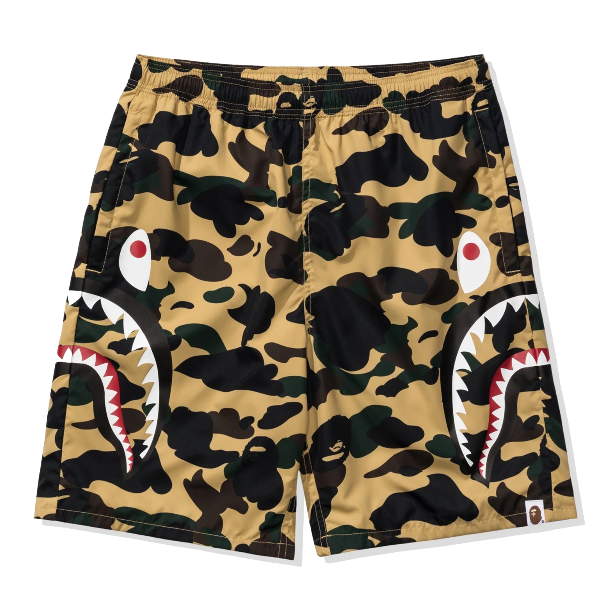 Bape 1st Camo Side Shark Beach Shorts Yellow-PLUS