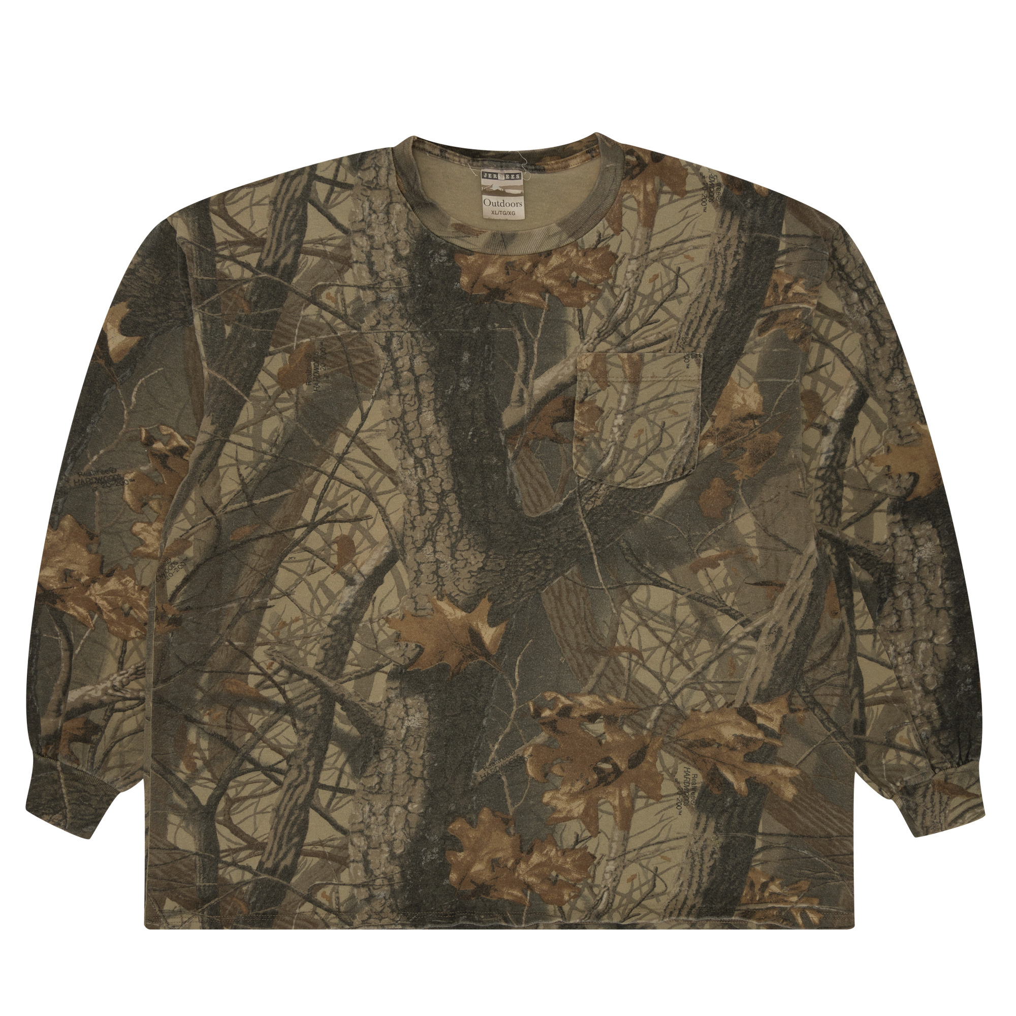 Jerzees Outdoors Realtree Camoflage L/S Pocket Tee Brown-PLUS