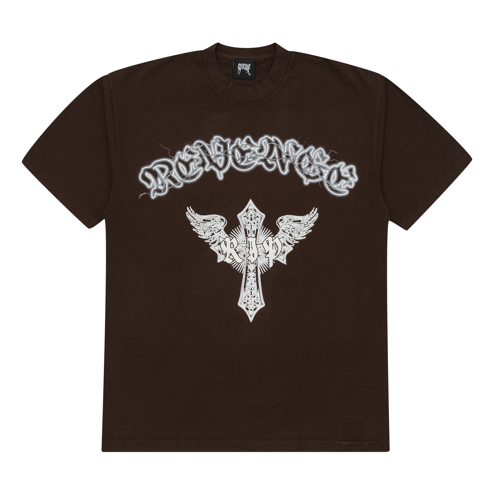 Revenge x Anuel Skeleton Angel Tee Brown | PLUS