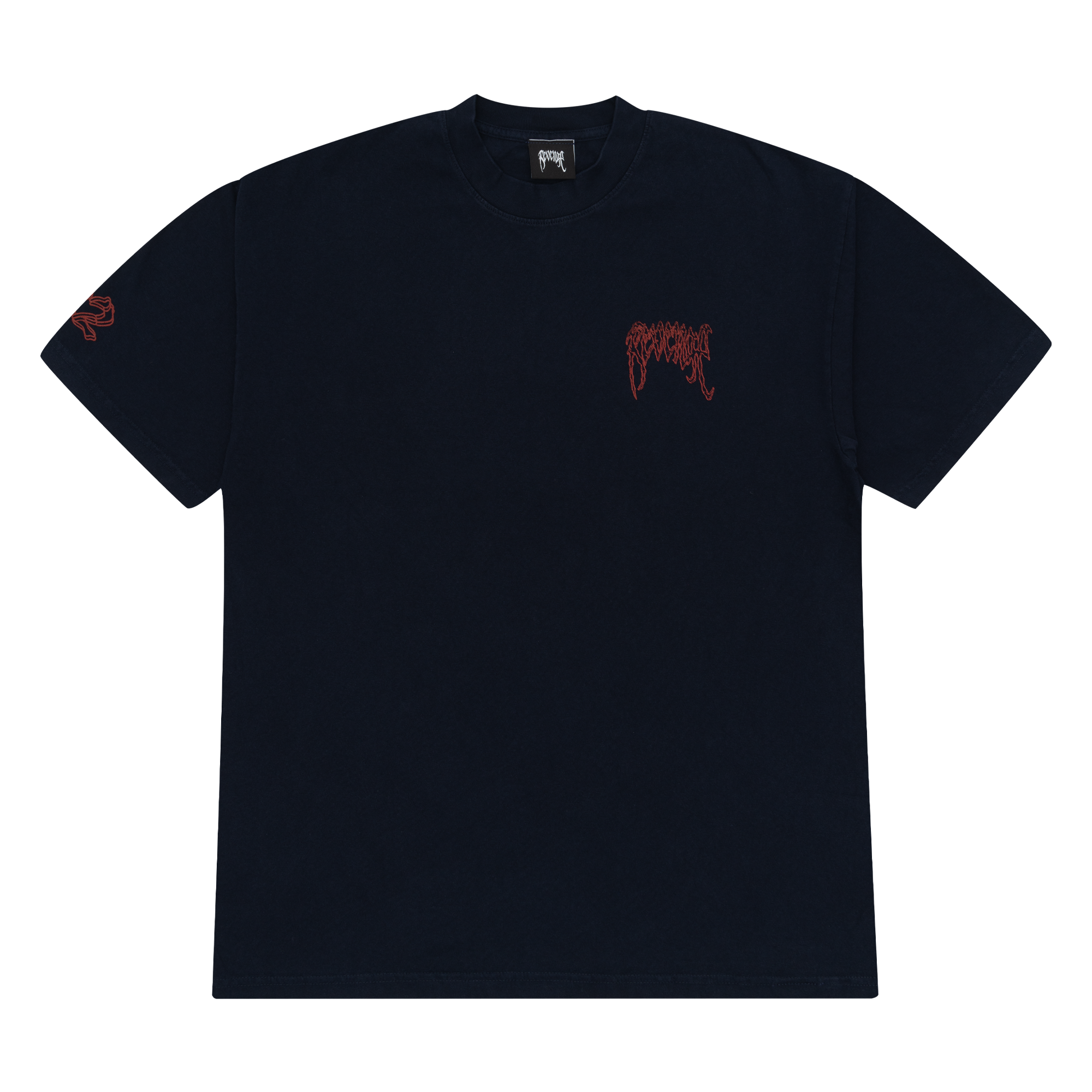Revenge x Zillakami Crossbones Skull Tee Navy/Red | PLUS