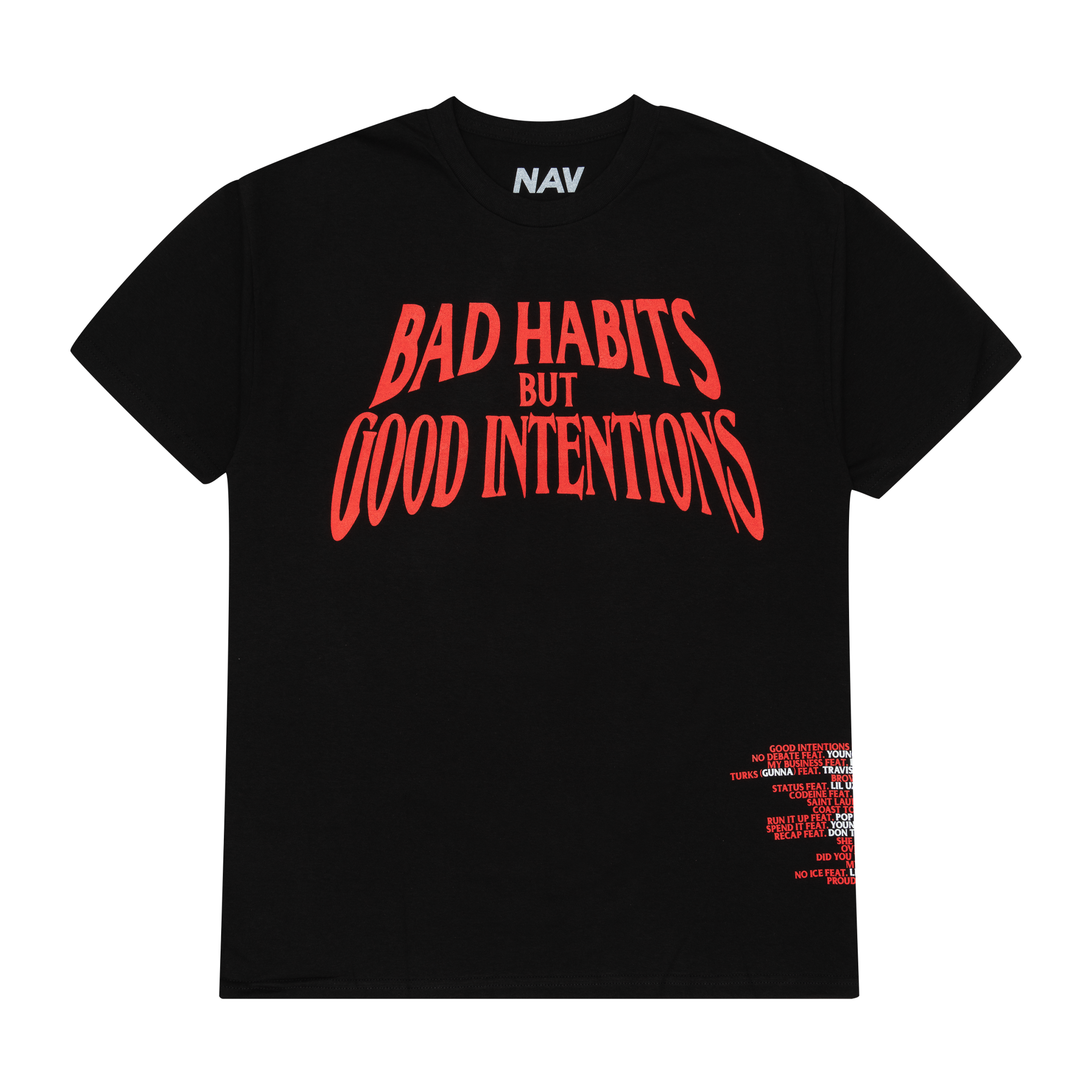 Nav x VLONE newest Bad Habits Good Intentions Hip Hop Rap Tour Merch Tee in Black XXL