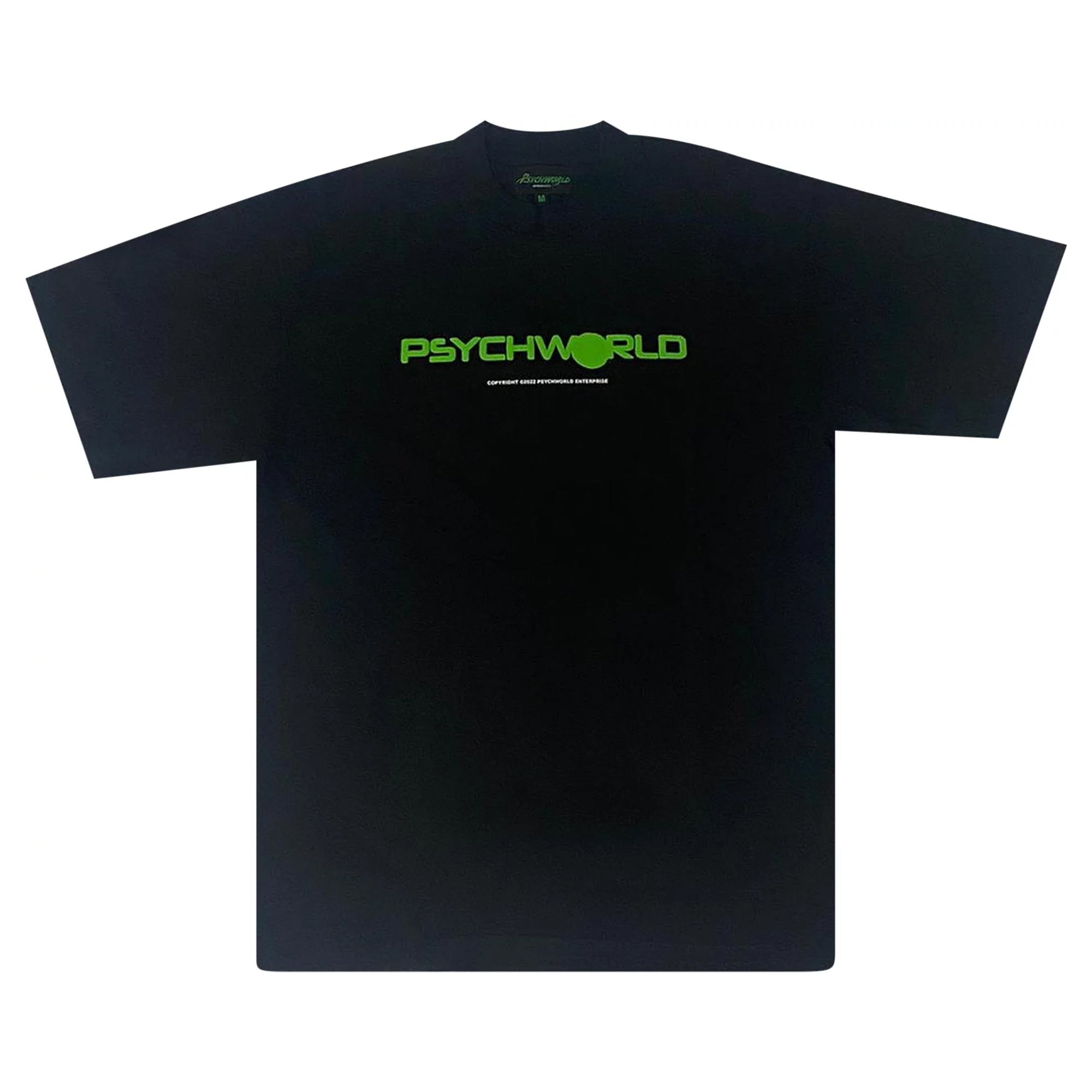 Psychworld Text Logo Tee Black/Green-PLUS