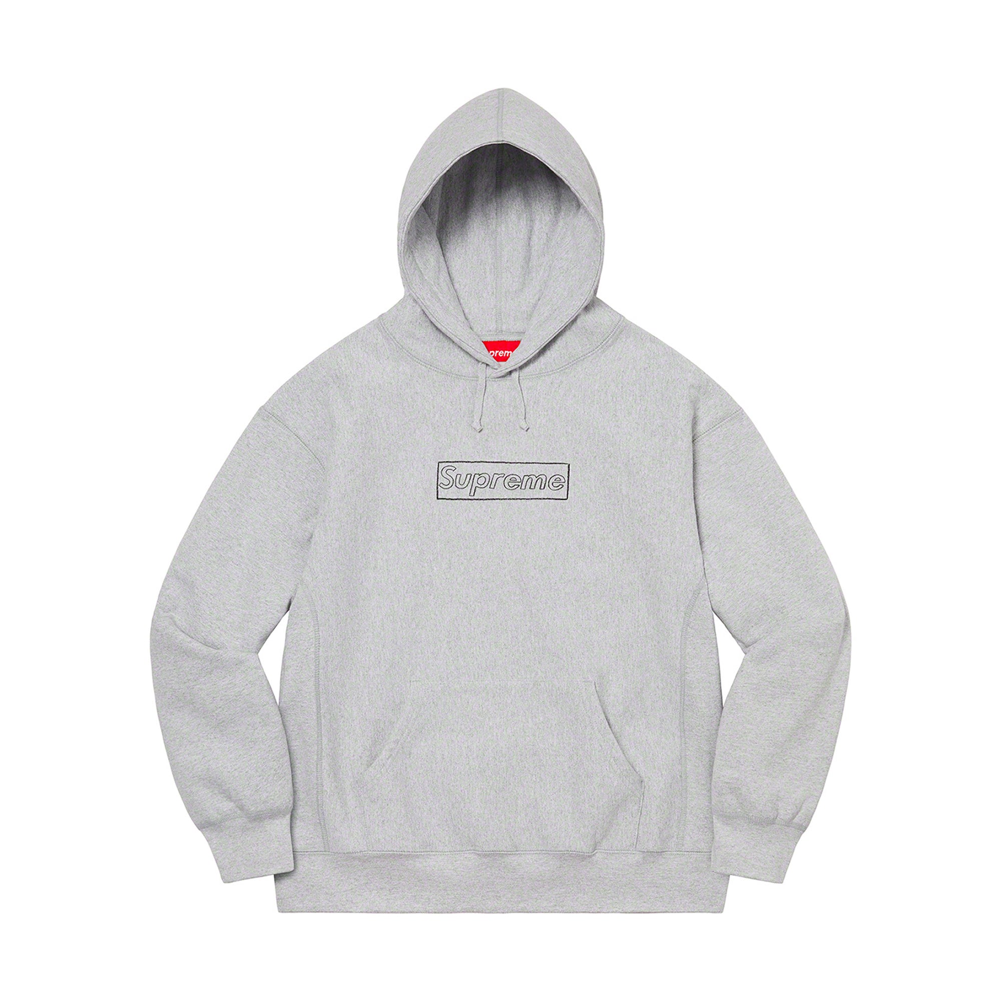 Supreme KAWS Chalk Logo Hooded Sweatshirt Heather Grey | PLUS