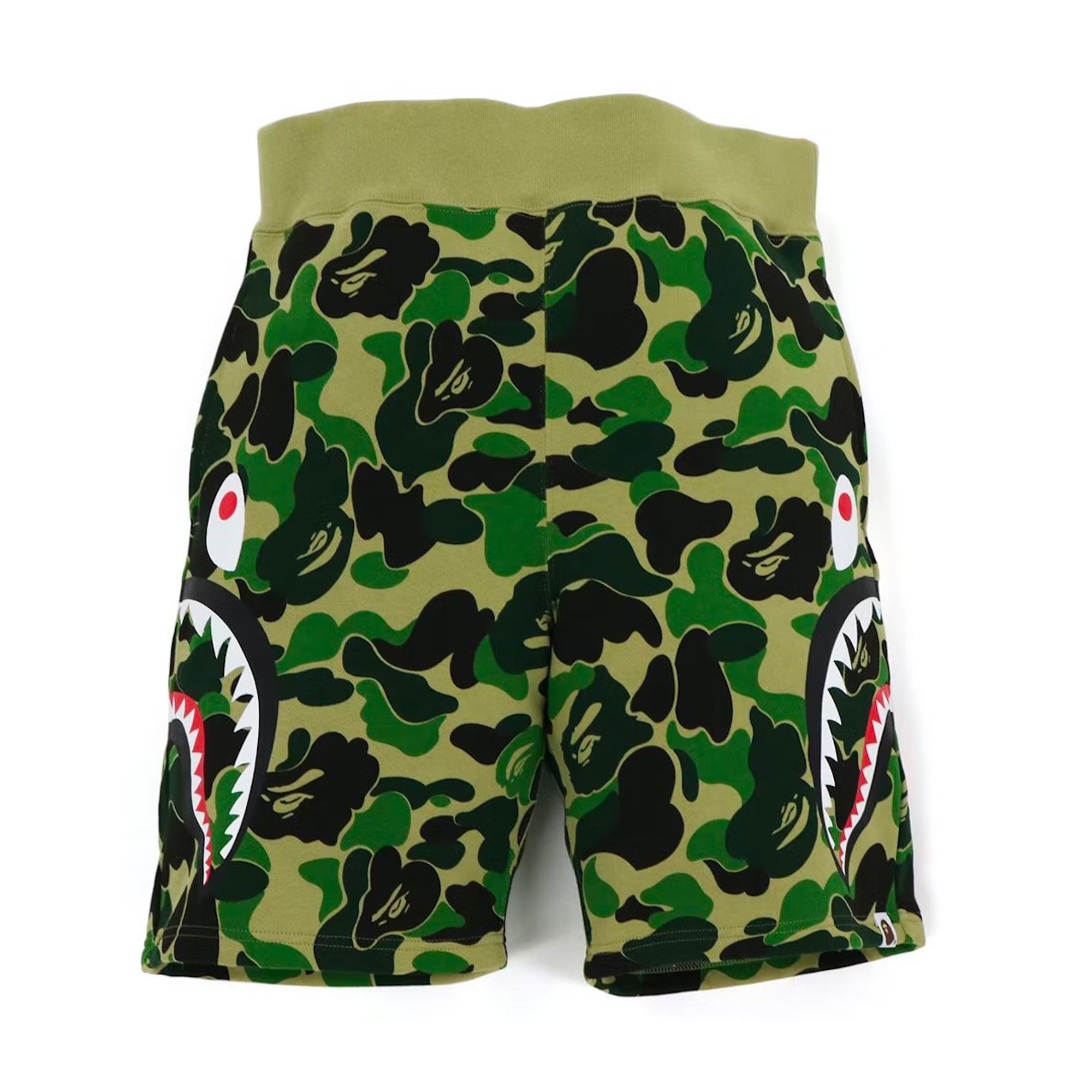 Bape Big ABC Camo Side Shark Sweat Shorts Green-PLUS