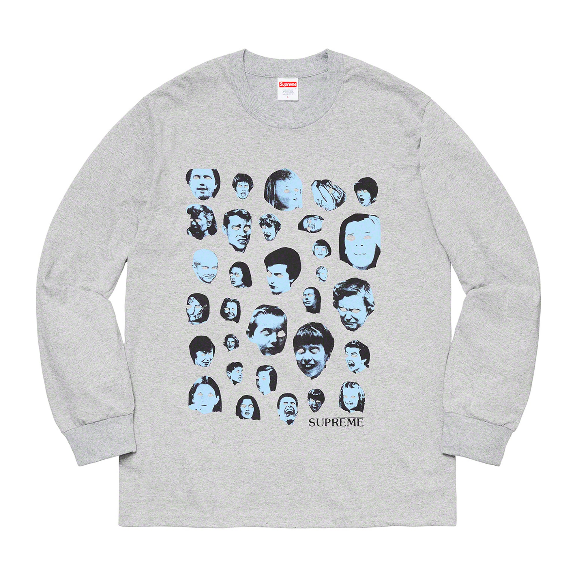 Supreme Faces L/S Tee Heather Grey | PLUS