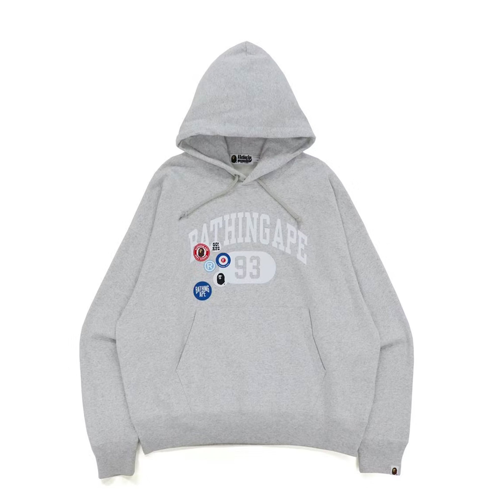 Bape Badge Motif Loose Fit Pullover Hoodie Gray