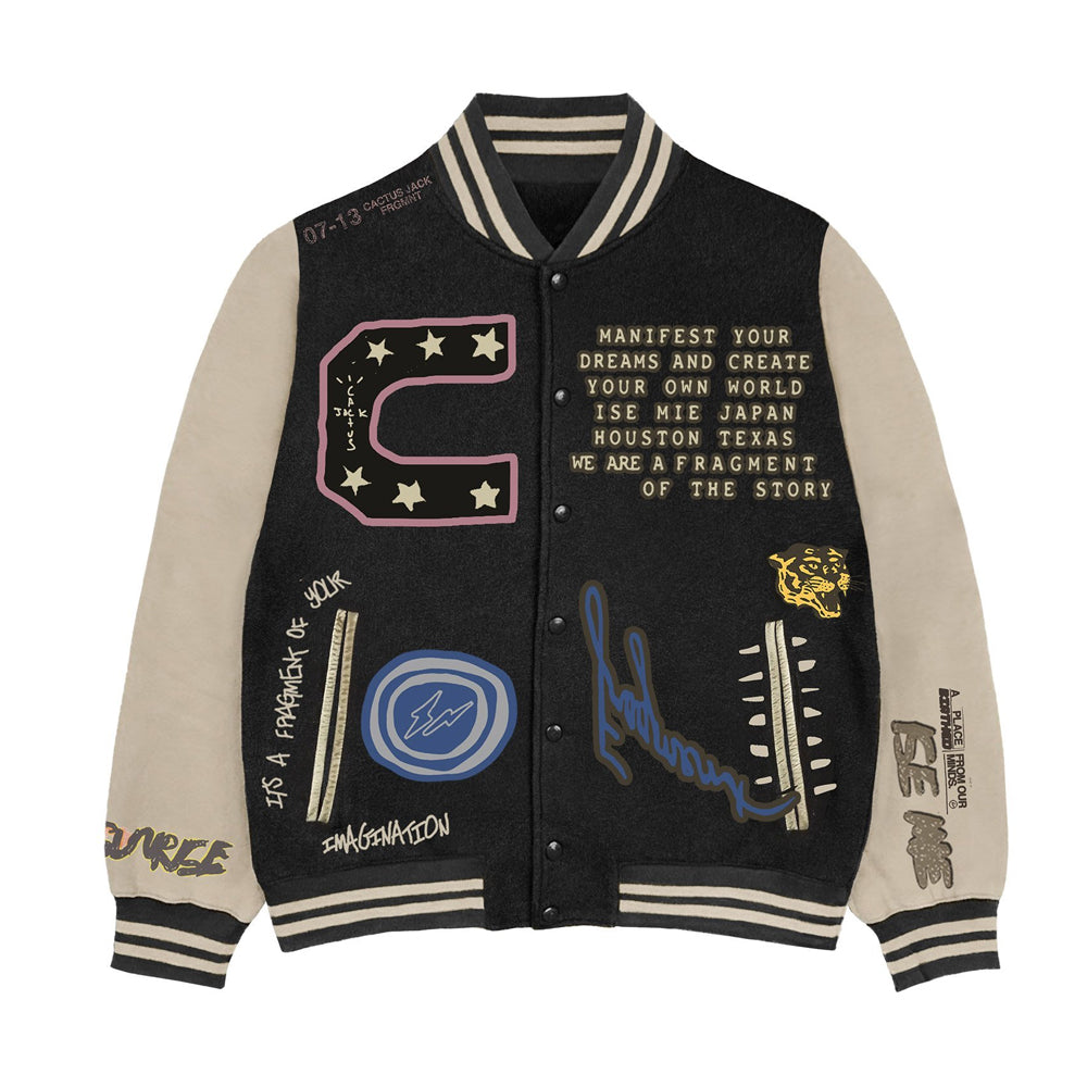 Travis Scott Cactus Jack For Fragment Manifest Letterman Jacket