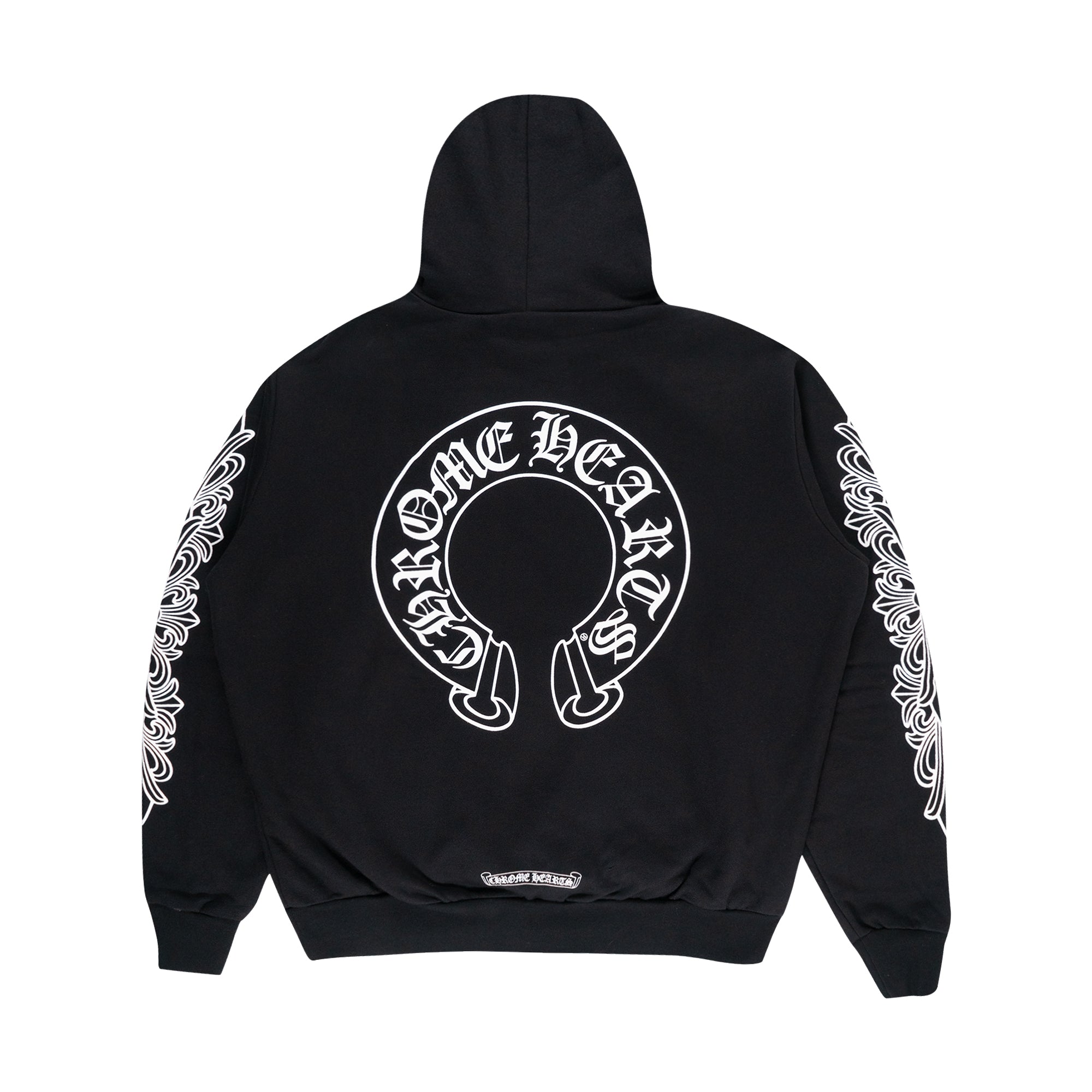 Chrome Hearts Horse Shoe Floral Pullover Hoodie Black-PLUS