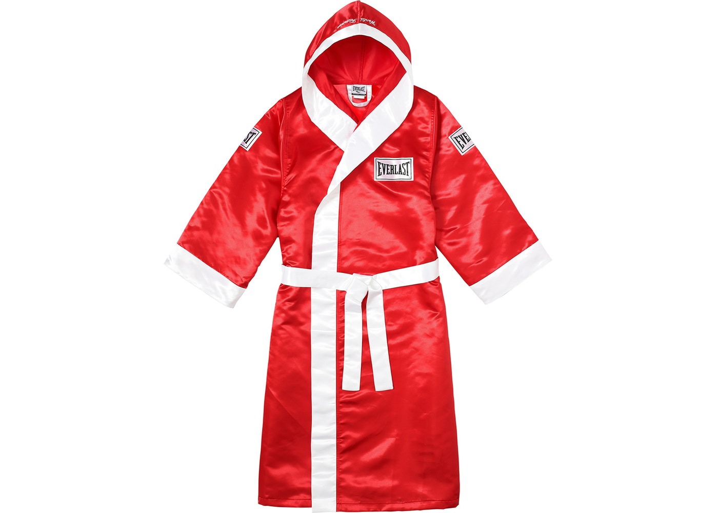 Supreme Everlast Satin Hooded Boxing Robe Red-PLUS