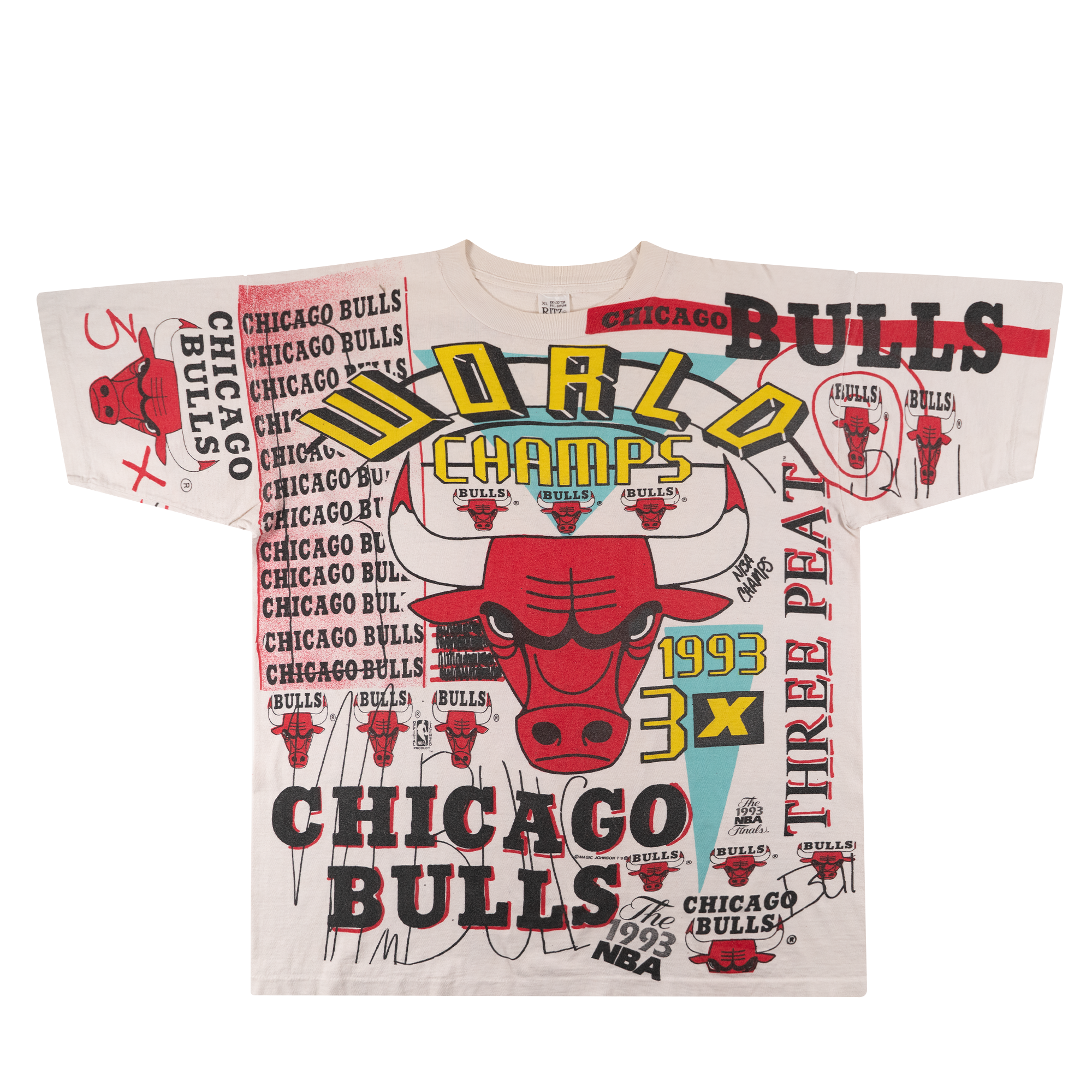 Chicago Bulls "Magic Johnson T's" All Over Print 1993 NBA Tee White-PLUS