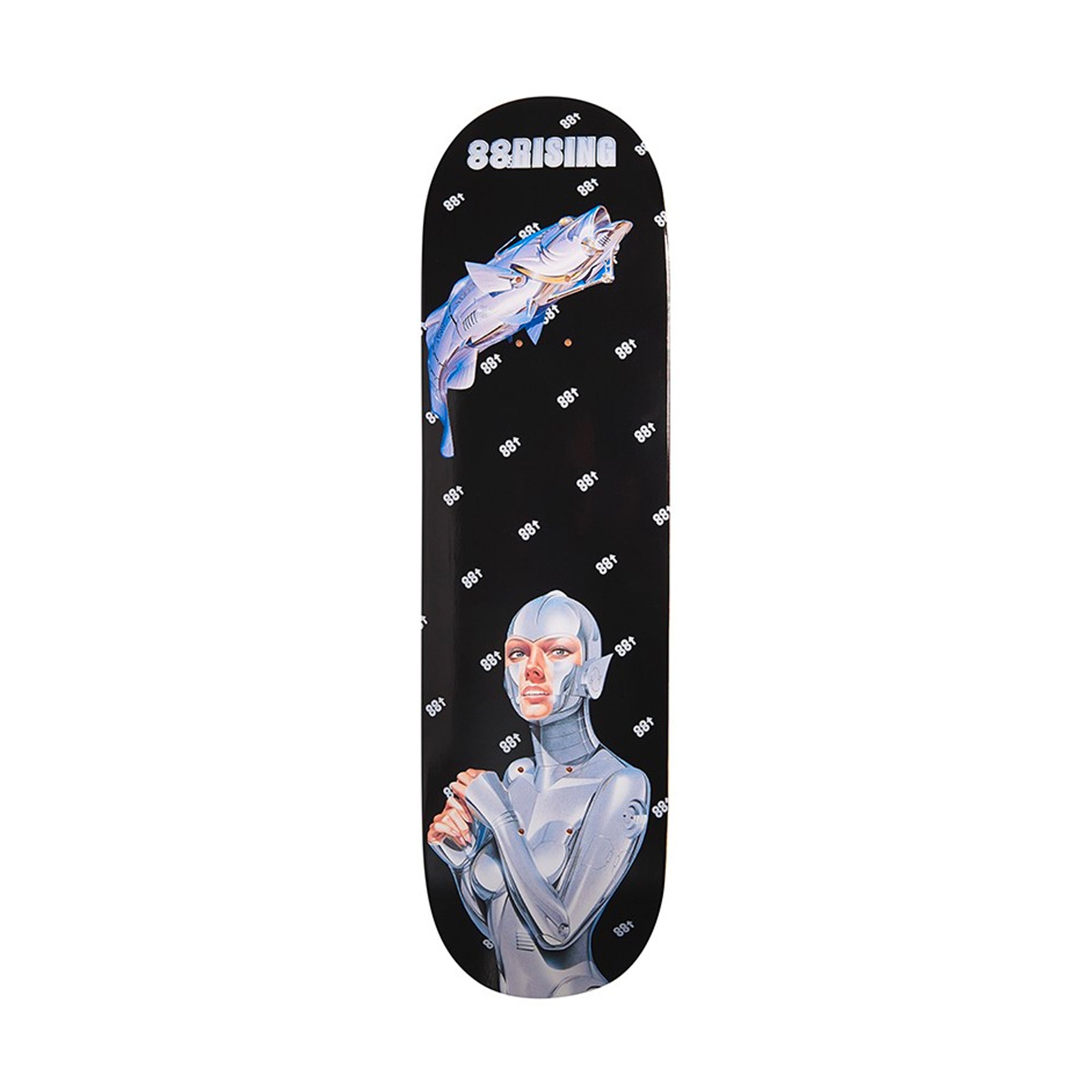 Sorayama x 88RISING Silver Robot Skateboard Deck Black-PLUS