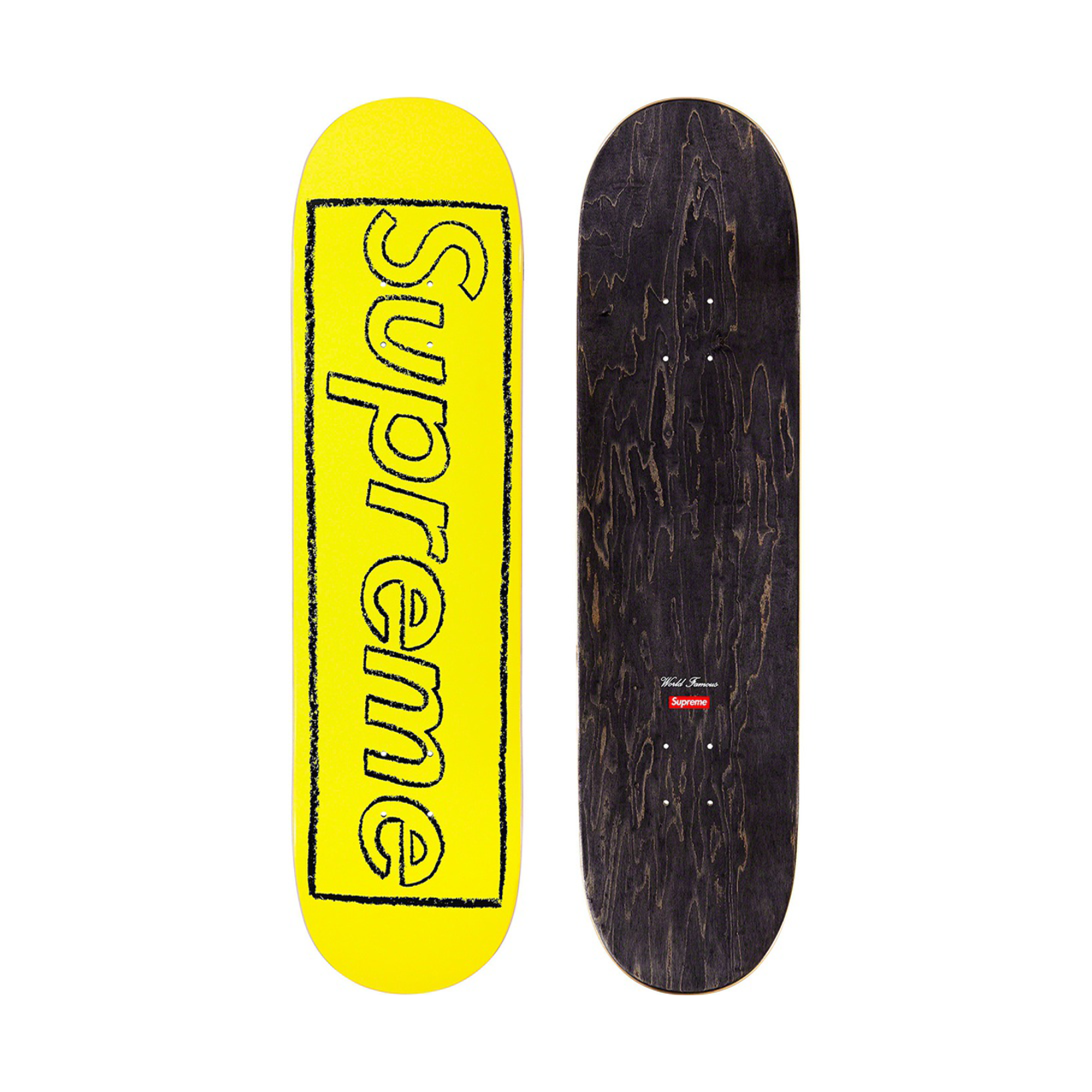 Supreme KAWS Chalk Logo Skateboard Deck Bright Yellow