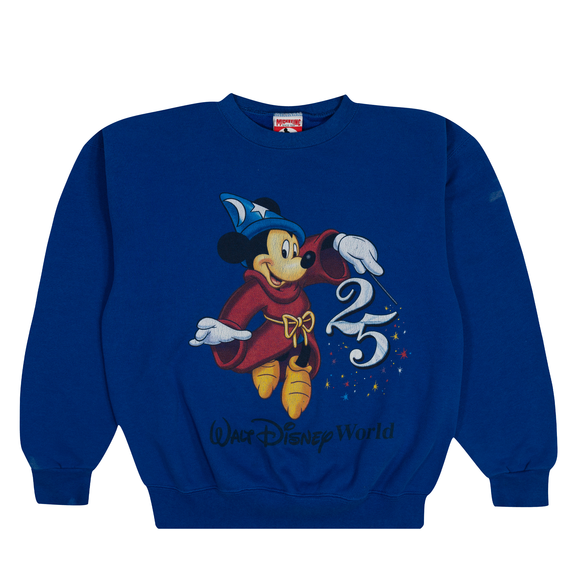 Sorcerer Mickey Mouse 25th Anniversary Disney Crewneck Blue-PLUS