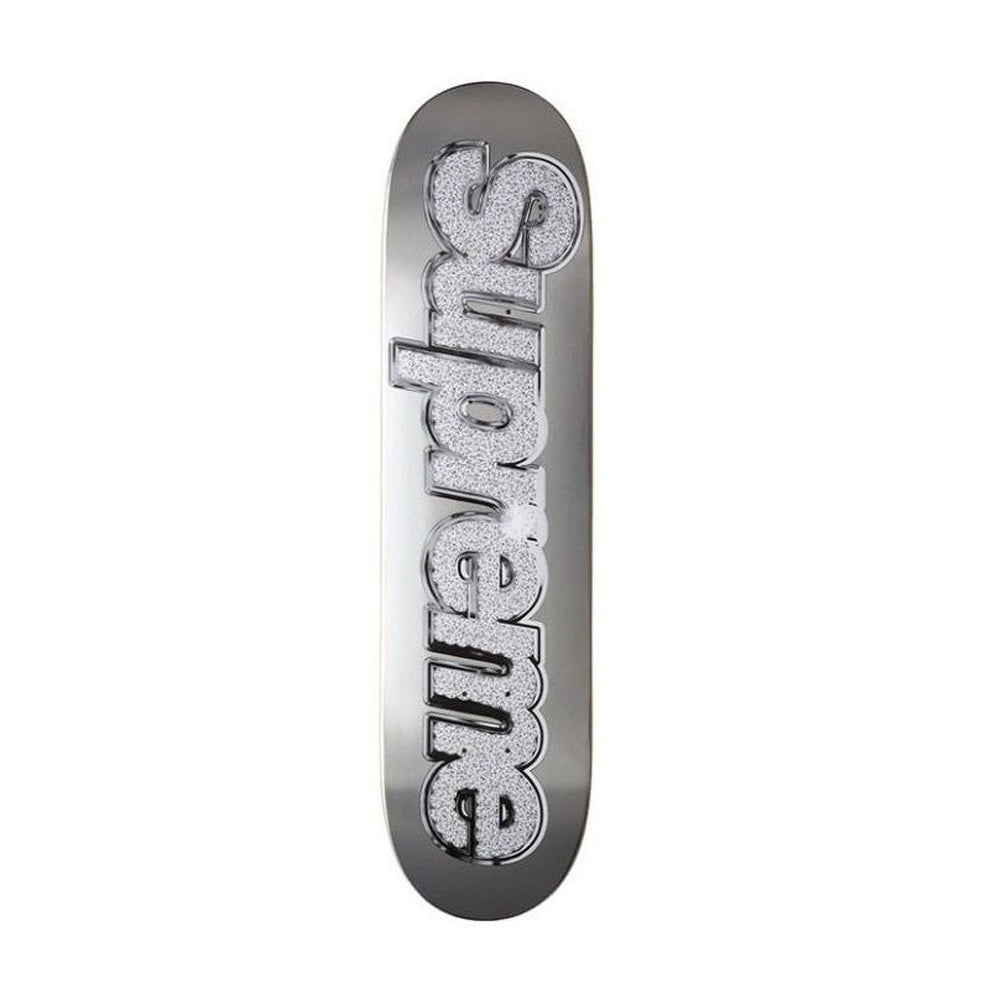 Supreme Bling Logo Skate Deck Silver
