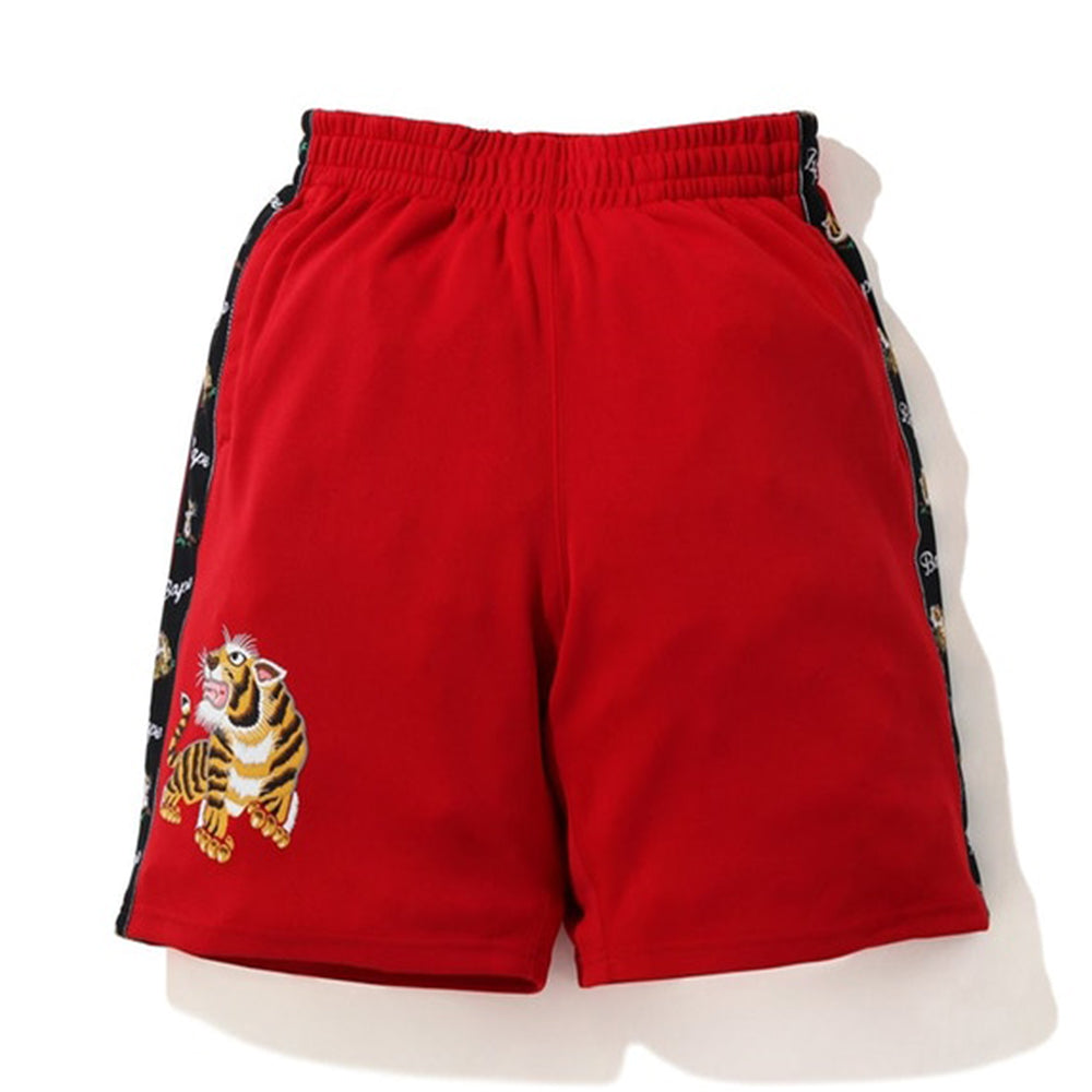 BAPE Tiger Jersey Wide Shorts Red-PLUS