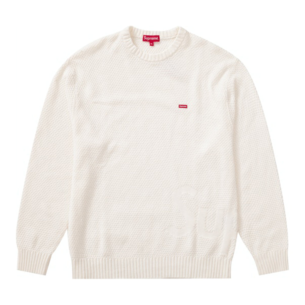 Supreme Textured Small Box Sweater White PLUS