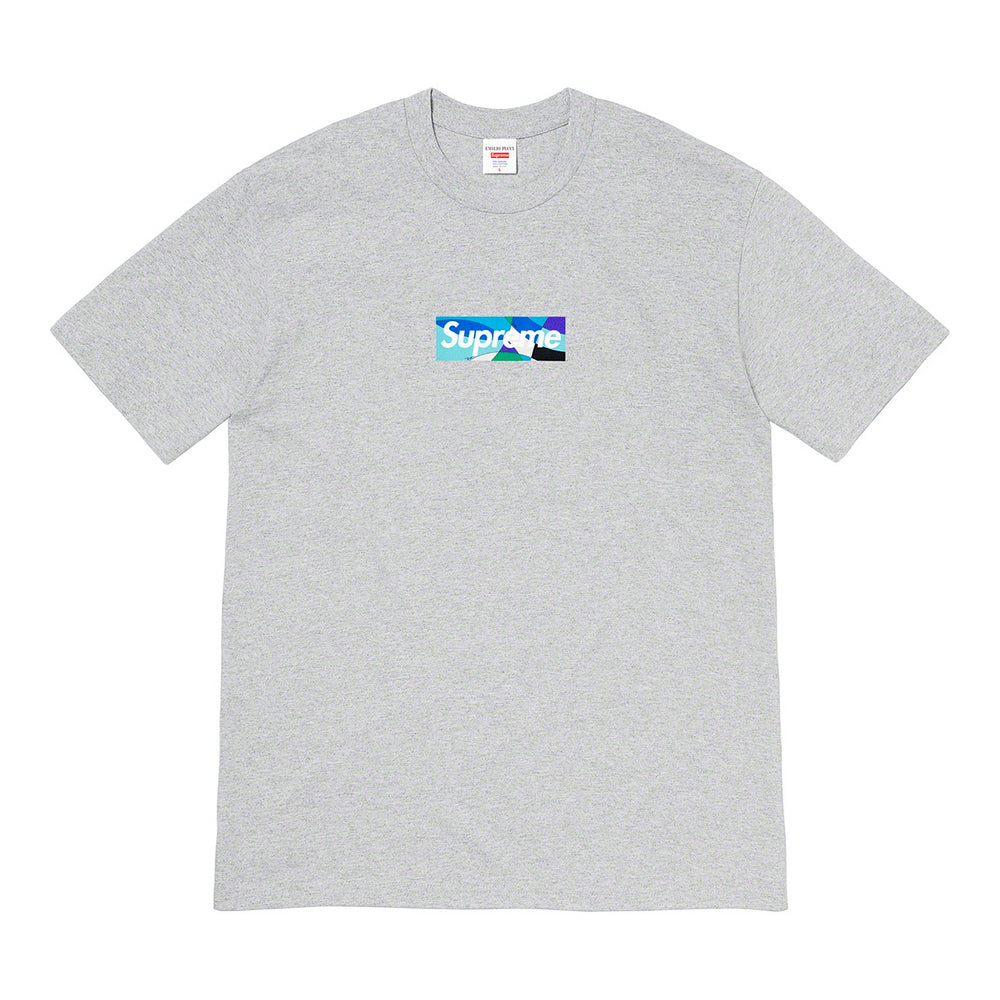 Supreme Emilio Pucci Box Logo Tee Heather Grey/Blue | PLUS