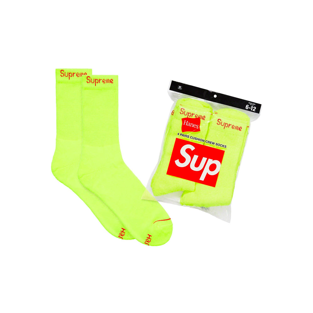Supreme Hanes Crew Socks Fluorescent Yellow (2 Pack)-PLUS