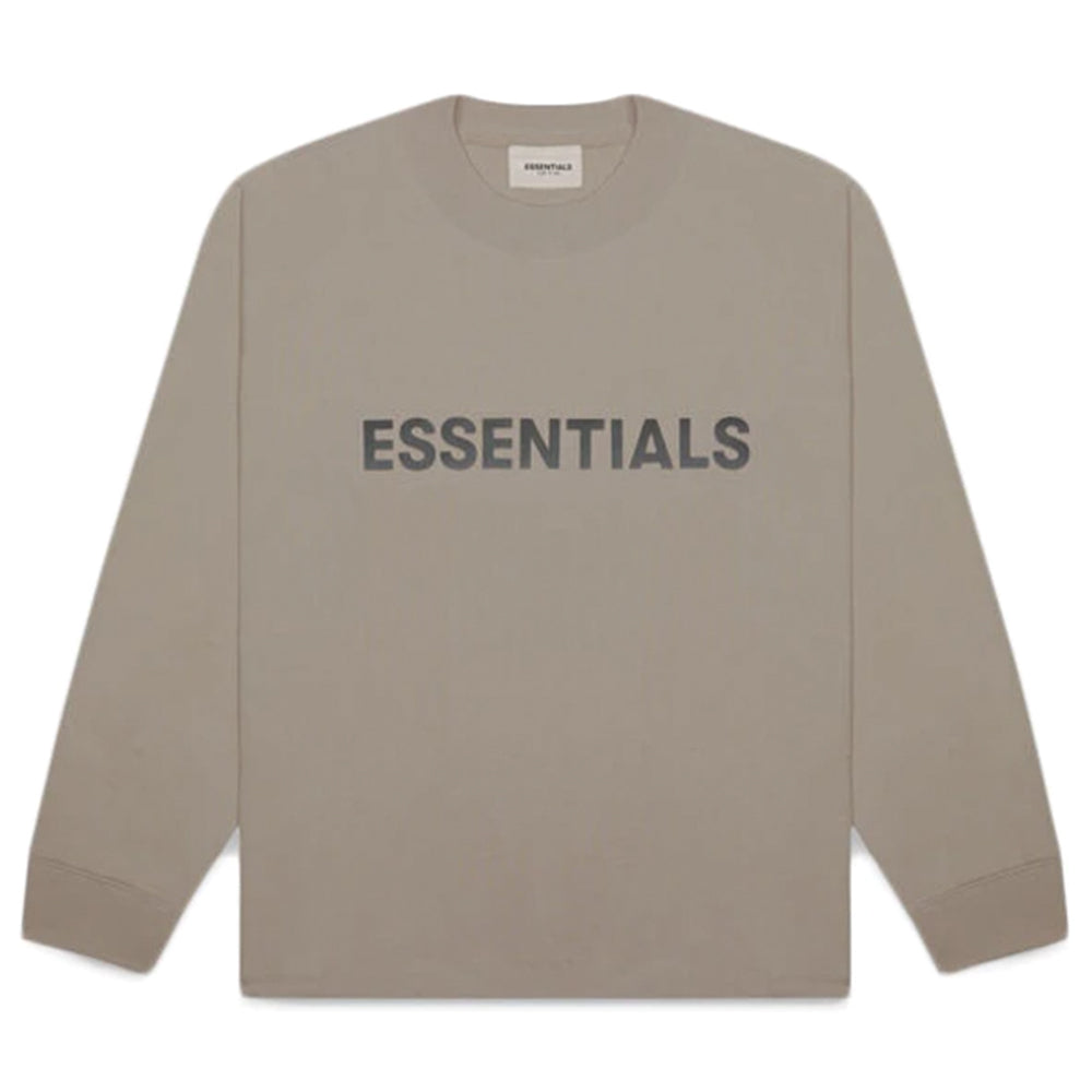 FOG ESSENTIALS 3D Silicon Applique Boxy L/S T-Shirt Taupe | PLUS