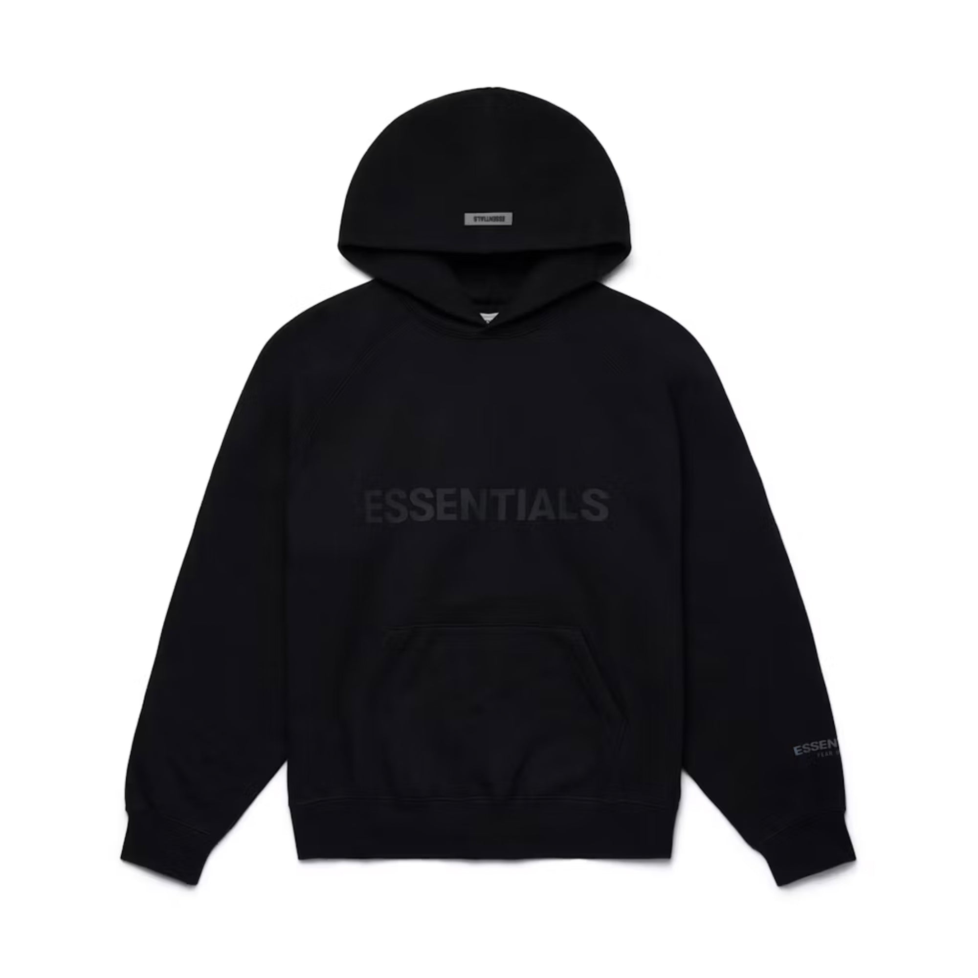 FOG ESSENTIALS 3D Silicon Applique Pullover Hoodie Black-PLUS