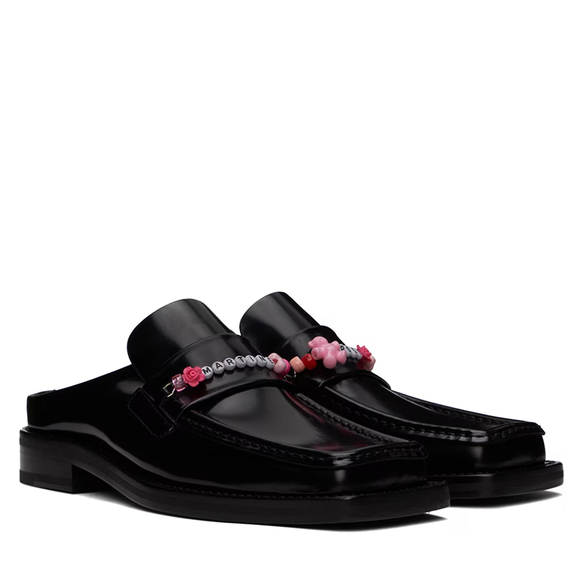 Martine Rose Black Beaded Square Toe Loafers-PLUS