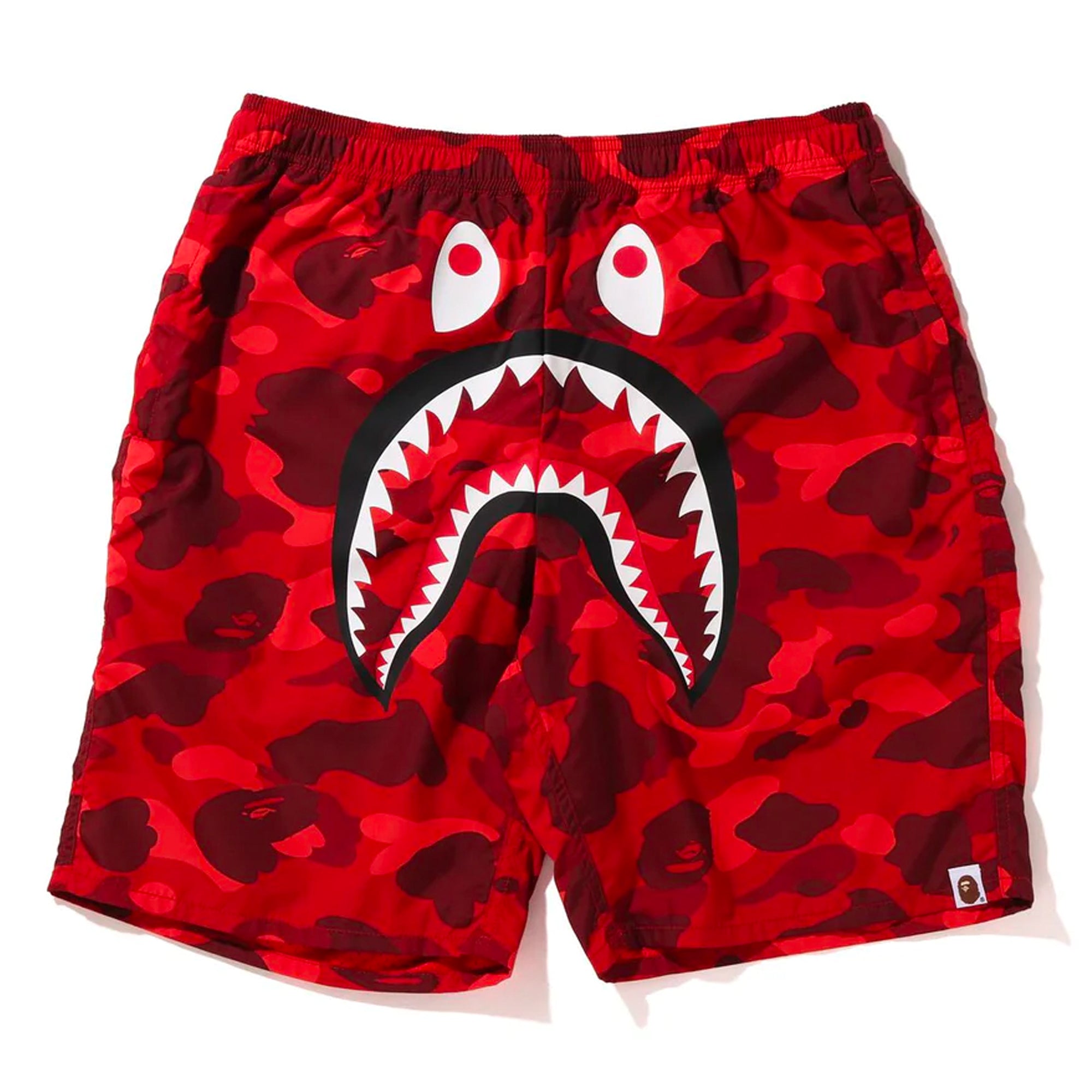Bape Color Camo Shark Beach Shorts Red-PLUS