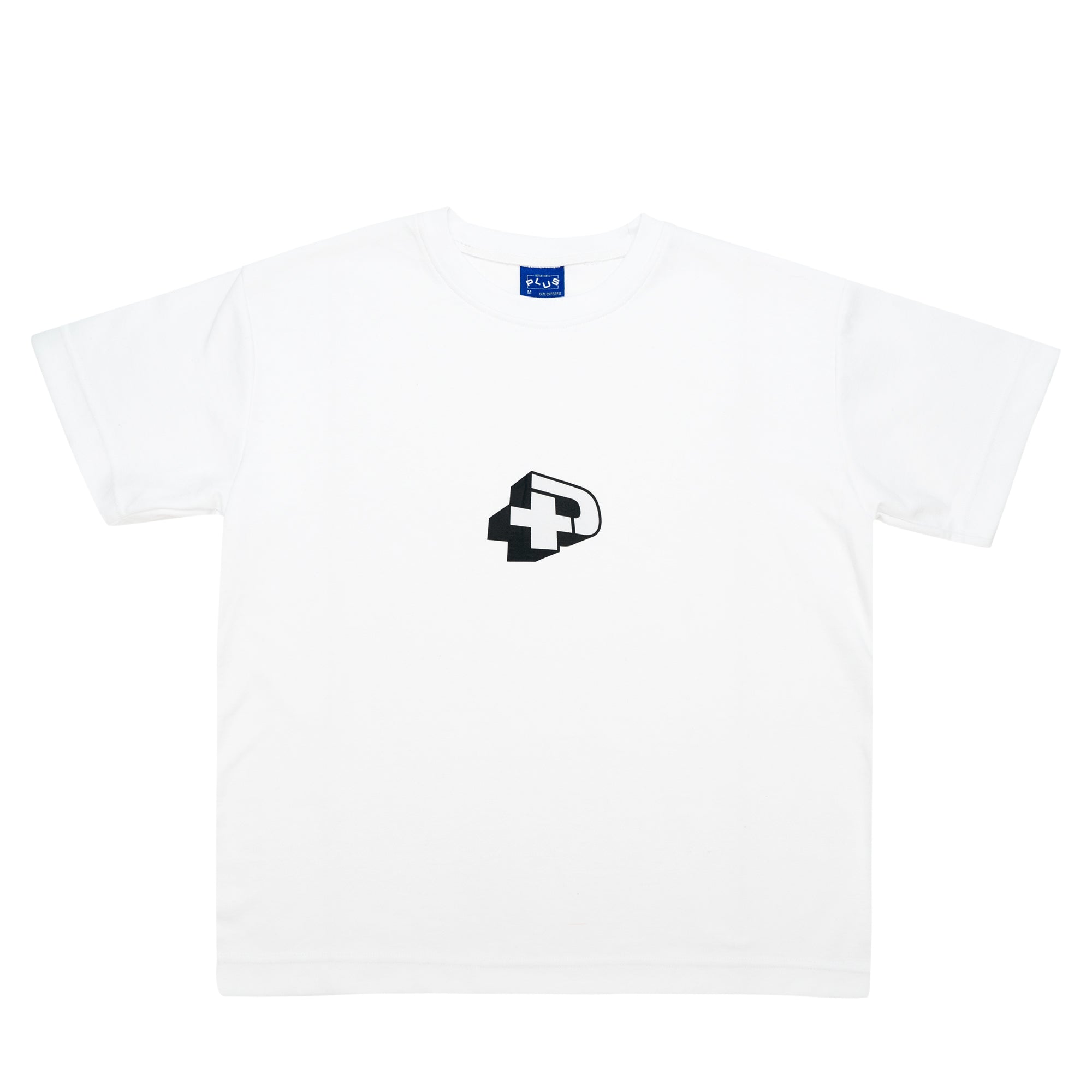 PLUS Basics 3D Logo Heavyweight Tee White-PLUS