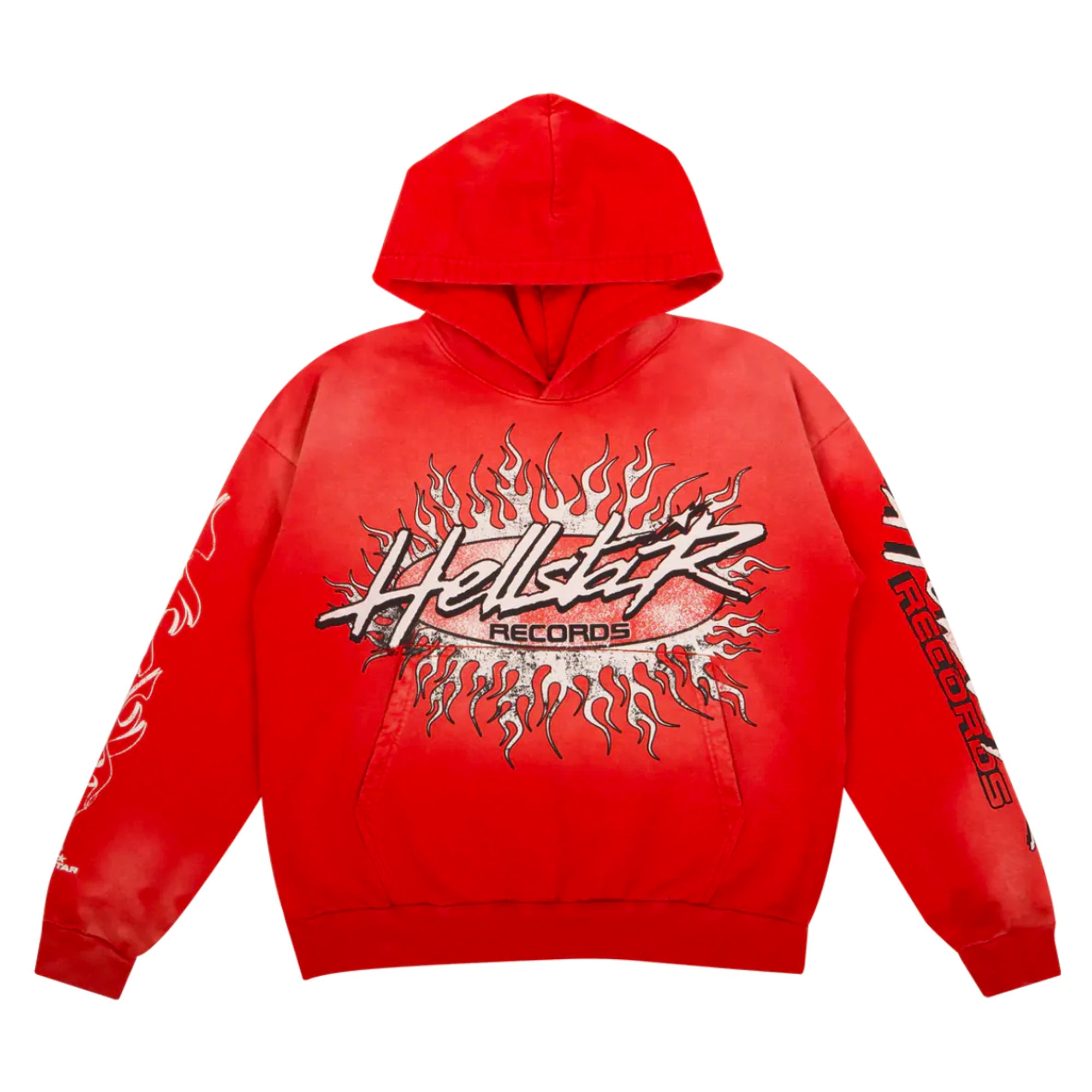 Hellstar Studios Records Hoodie Washed Red-PLUS