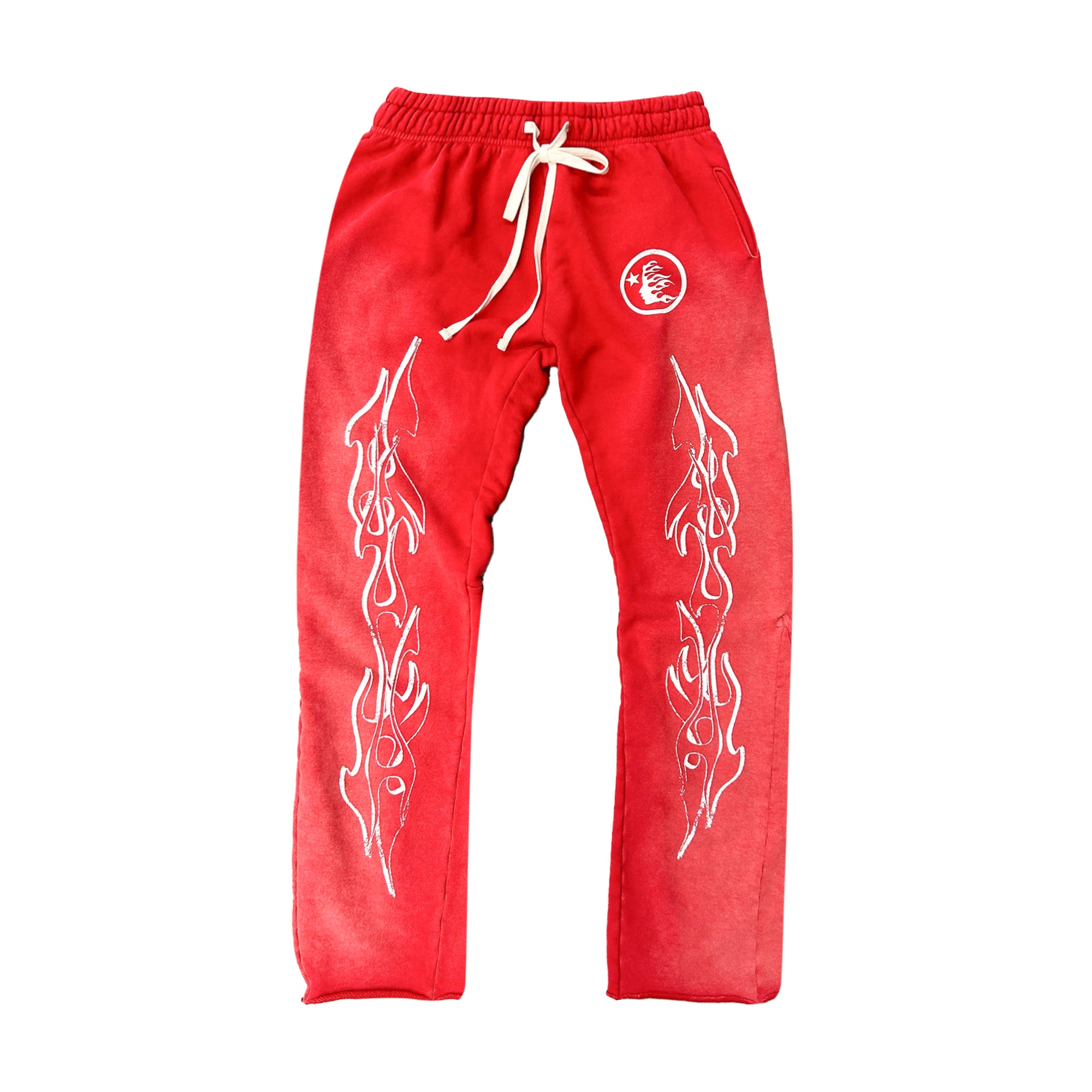 Hellstar Studios Flame Flare Sweatpant Washed Red-PLUS