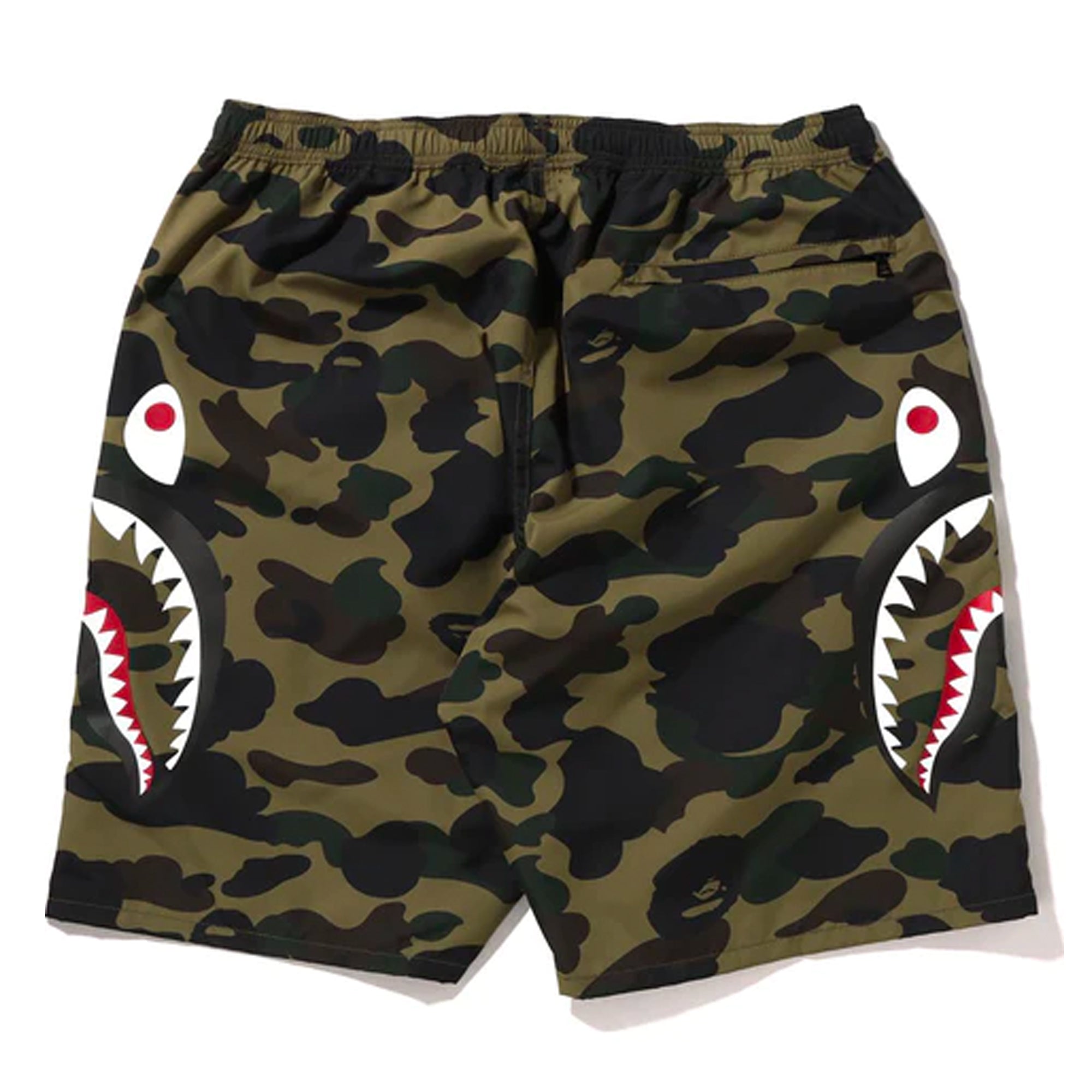 Bape 1st Camo Side Shark Beach Shorts Green-PLUS