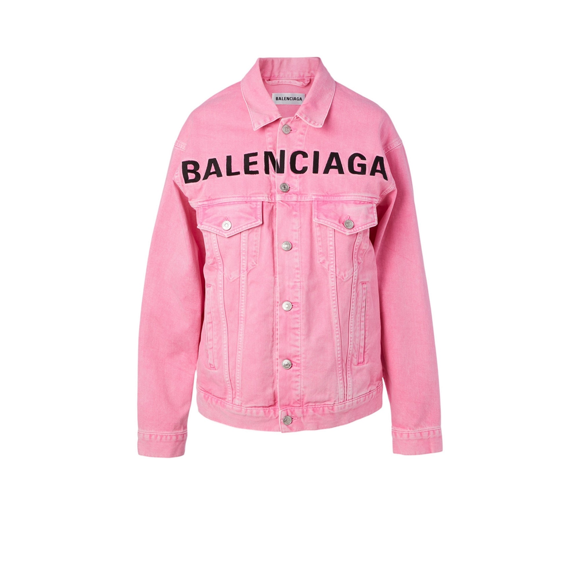 Balenciaga Overdyed Pink Denim Jacket-PLUS