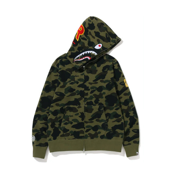 Bape 1st Camo PONR Shark Full Zip Hoodie Green