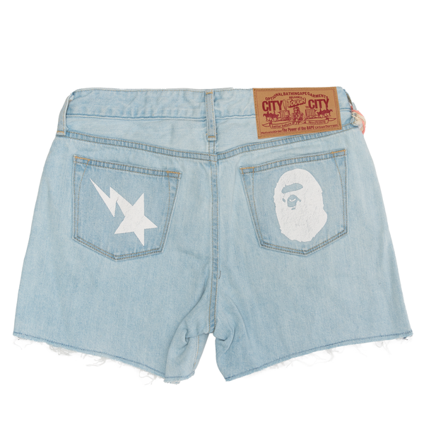 Bape Denim Cut Off Shorts Light Indigo (Ladies)