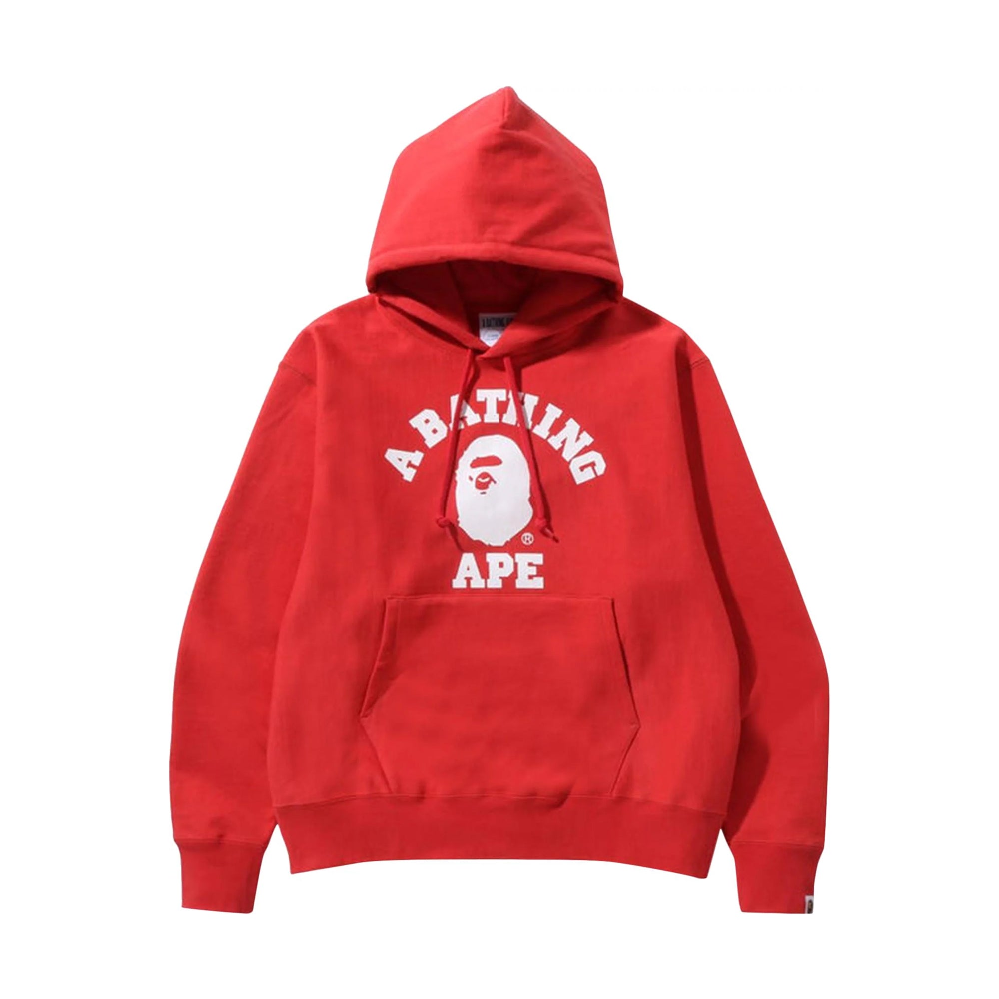 Bape Classic College Relaxed Fit Pullover Hoodie Red-PLUS