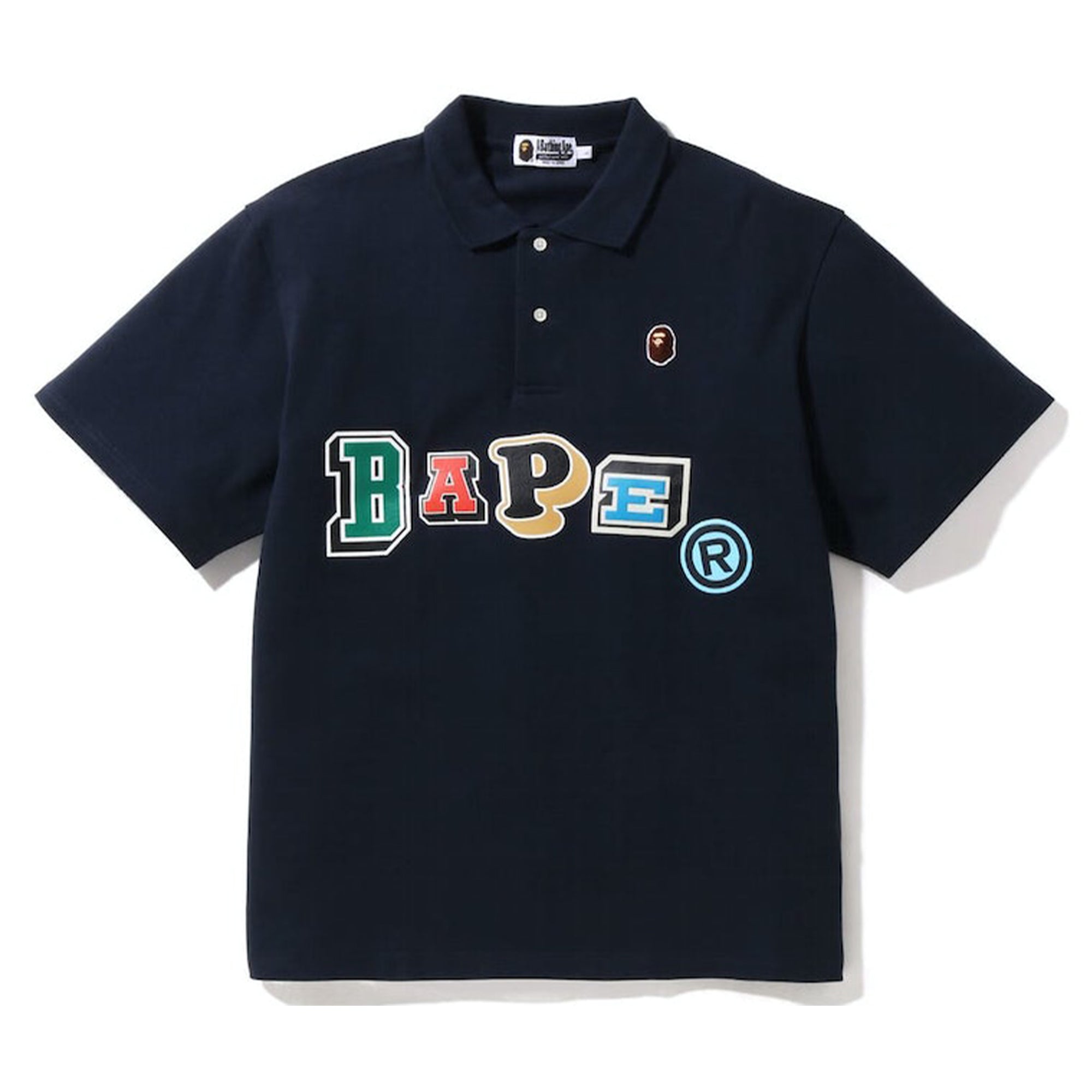 Bape Multi Fonts Relaxed Fit Polo Navy-PLUS
