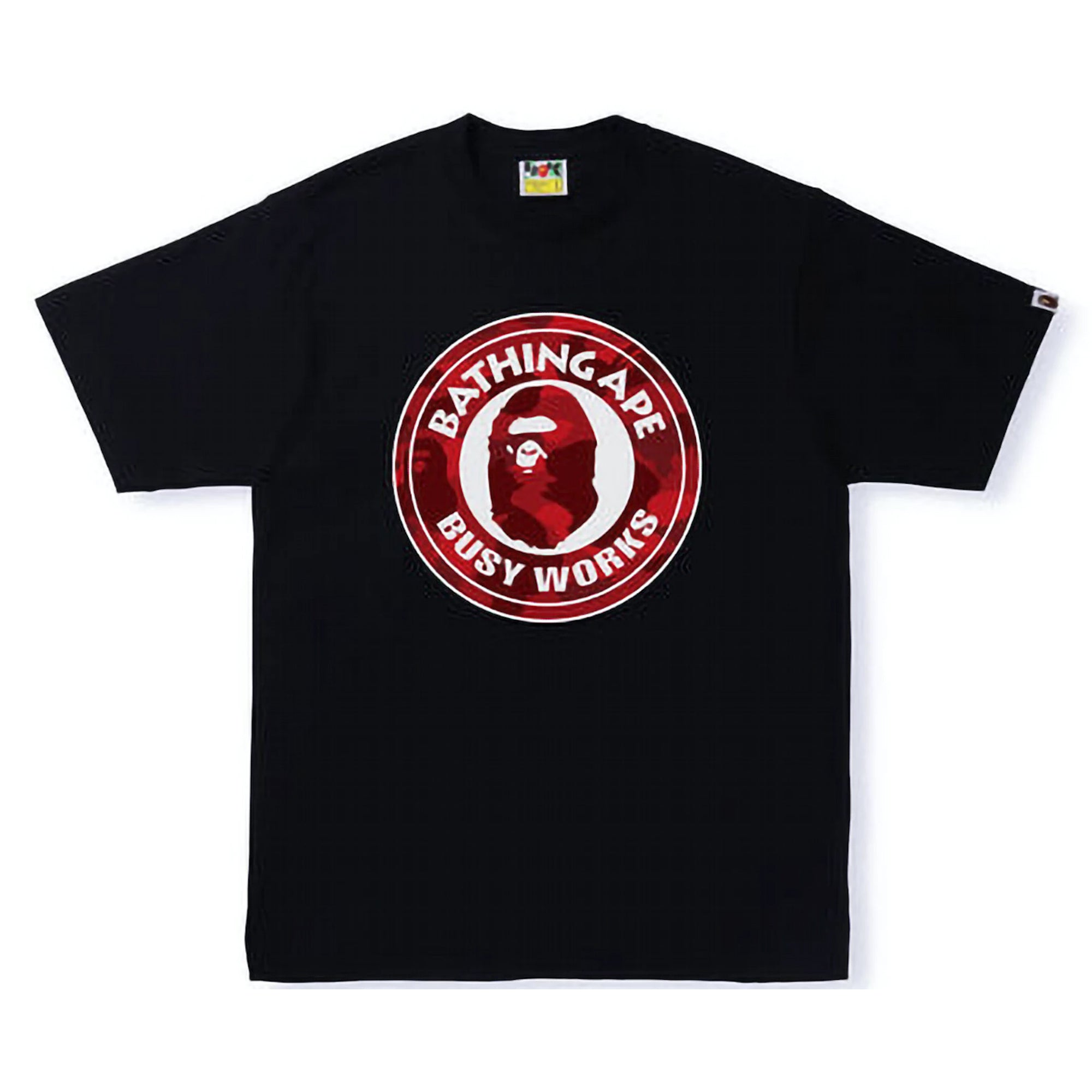 Bape Color Camo Busy Works Tee Black Double Red-PLUS