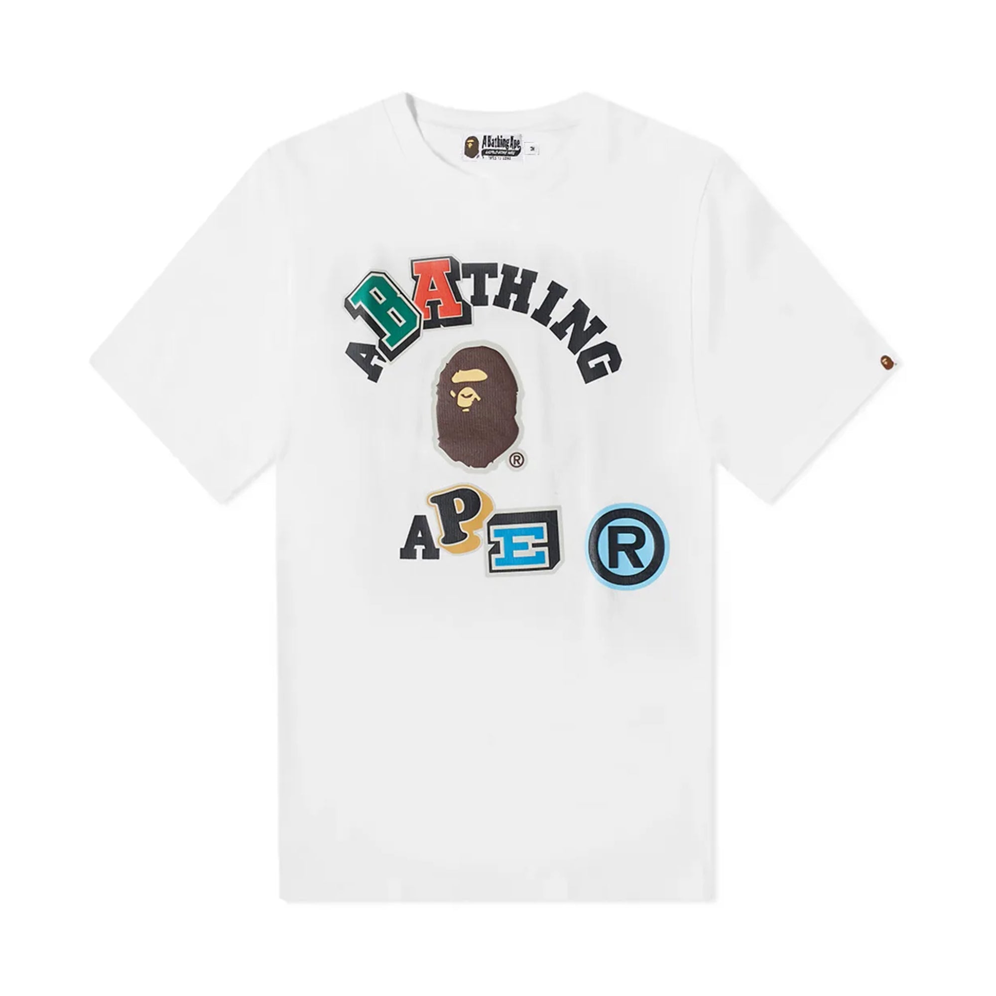 Bape Multi Fronts Relaxed Fit College Tee White-PLUS
