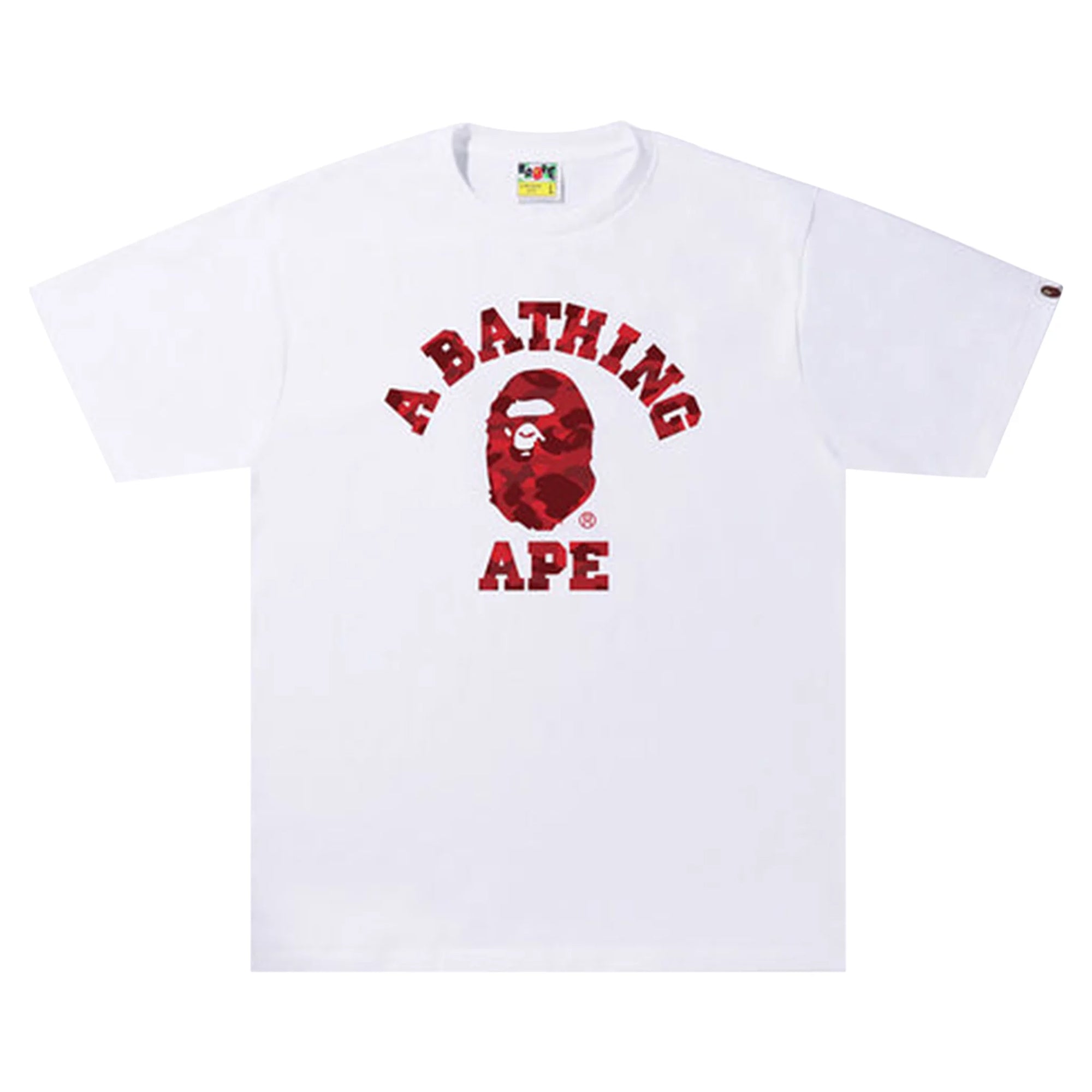 Bape Text Color Camo College Tee White Red-PLUS