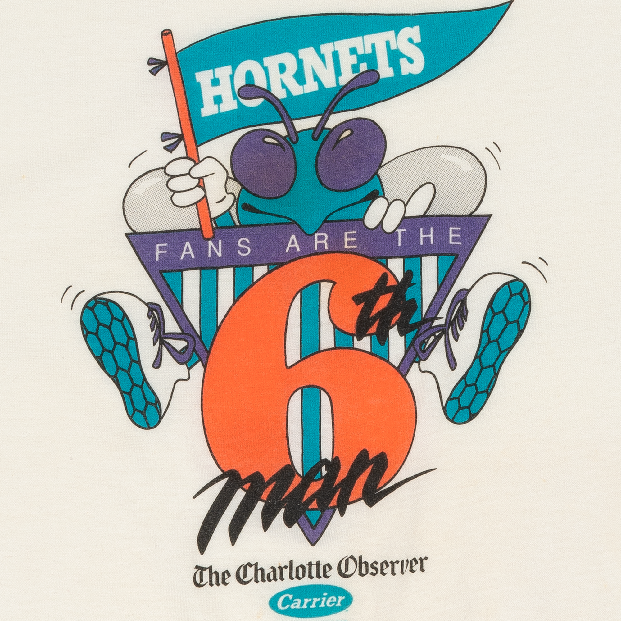 Charlotte Hornets Fans Are The 6th Man 1990s Advertising Tee White-PLUS
