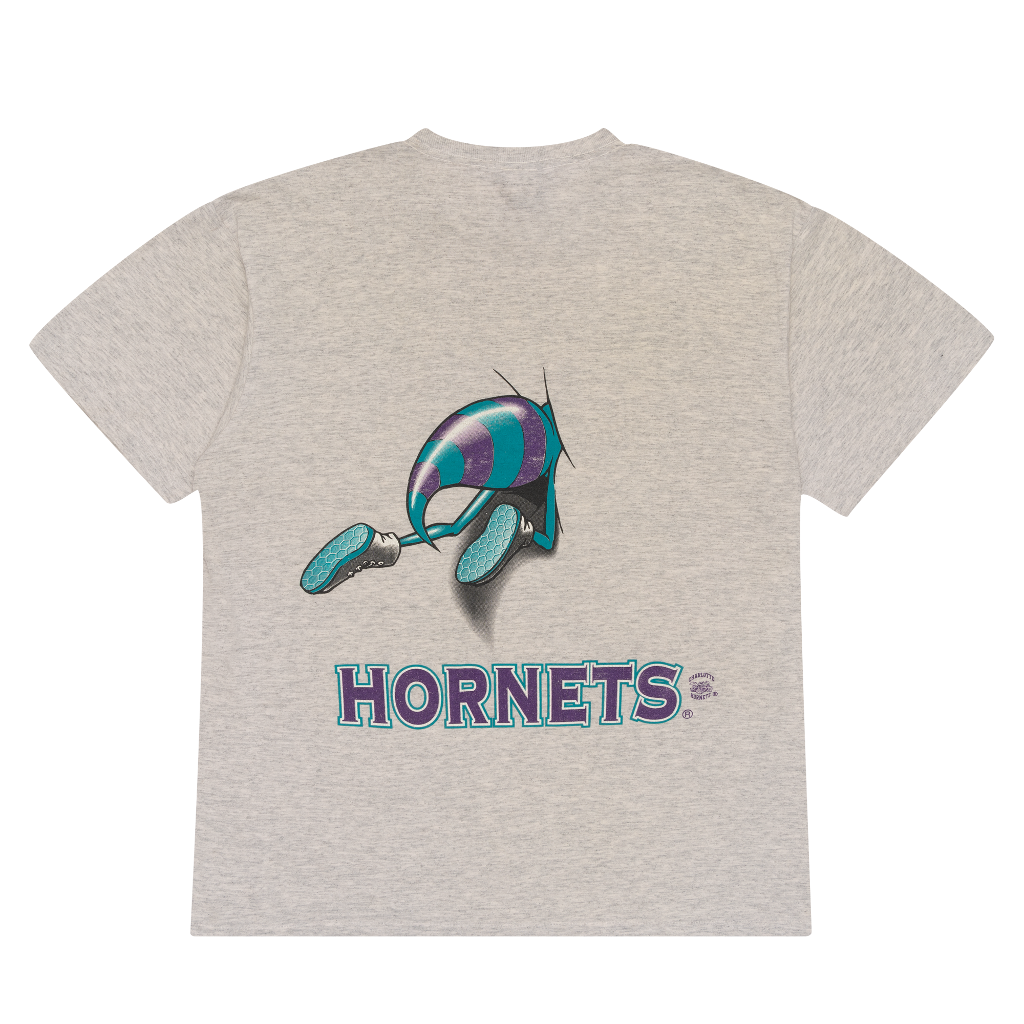 Charlotte Hornets Nutmeg Double-Sided 90s NBA Tee Grey-PLUS