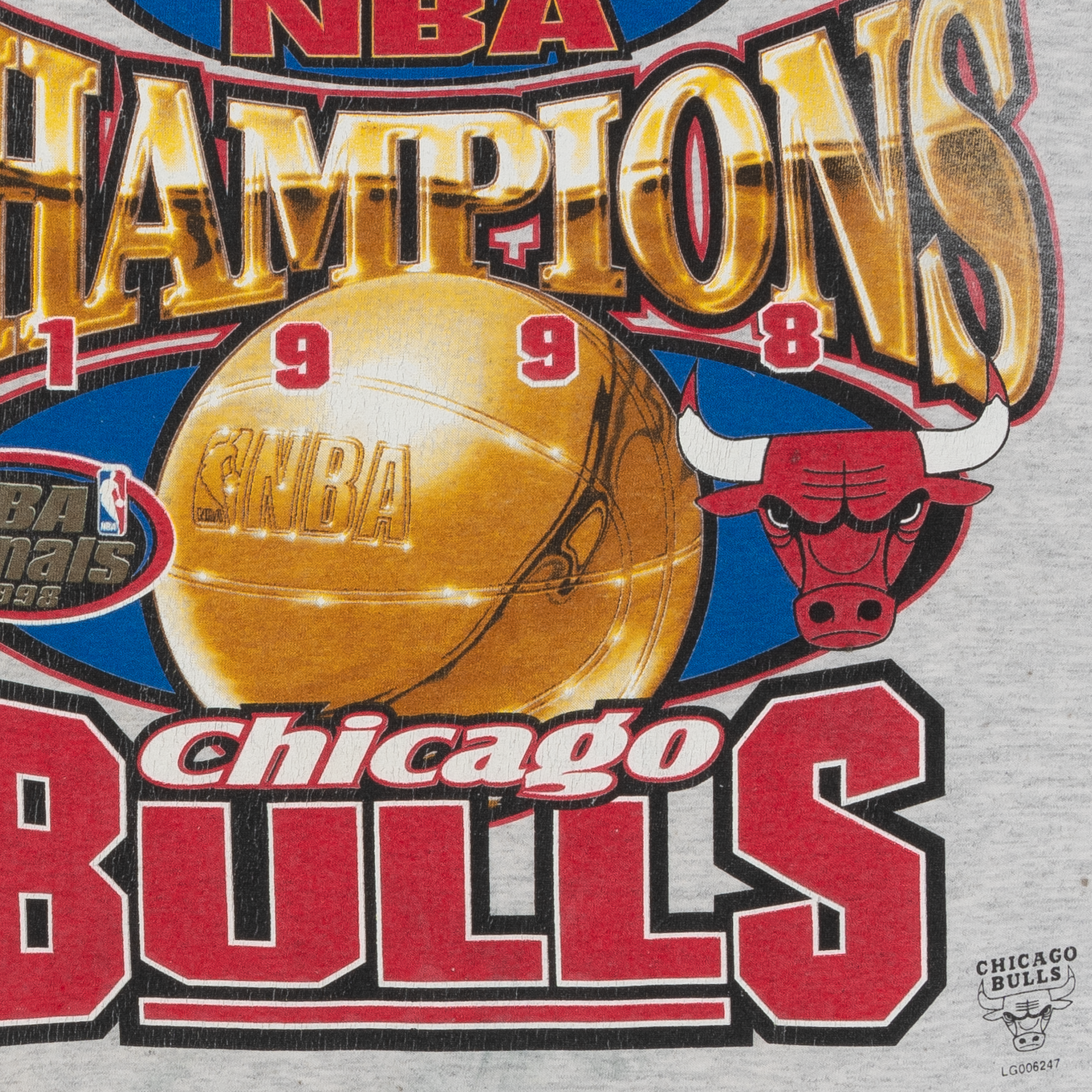 Chicago Bulls 6 Time NBA Champions Logo 7 Tee Grey-PLUS