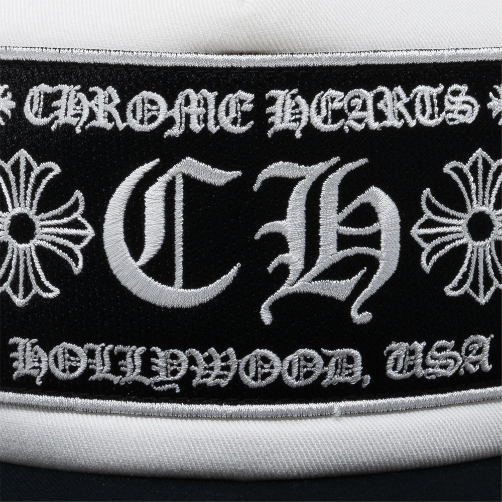 Chrome Hearts Hollywood Patch Trucker Cap Black/White-PLUS
