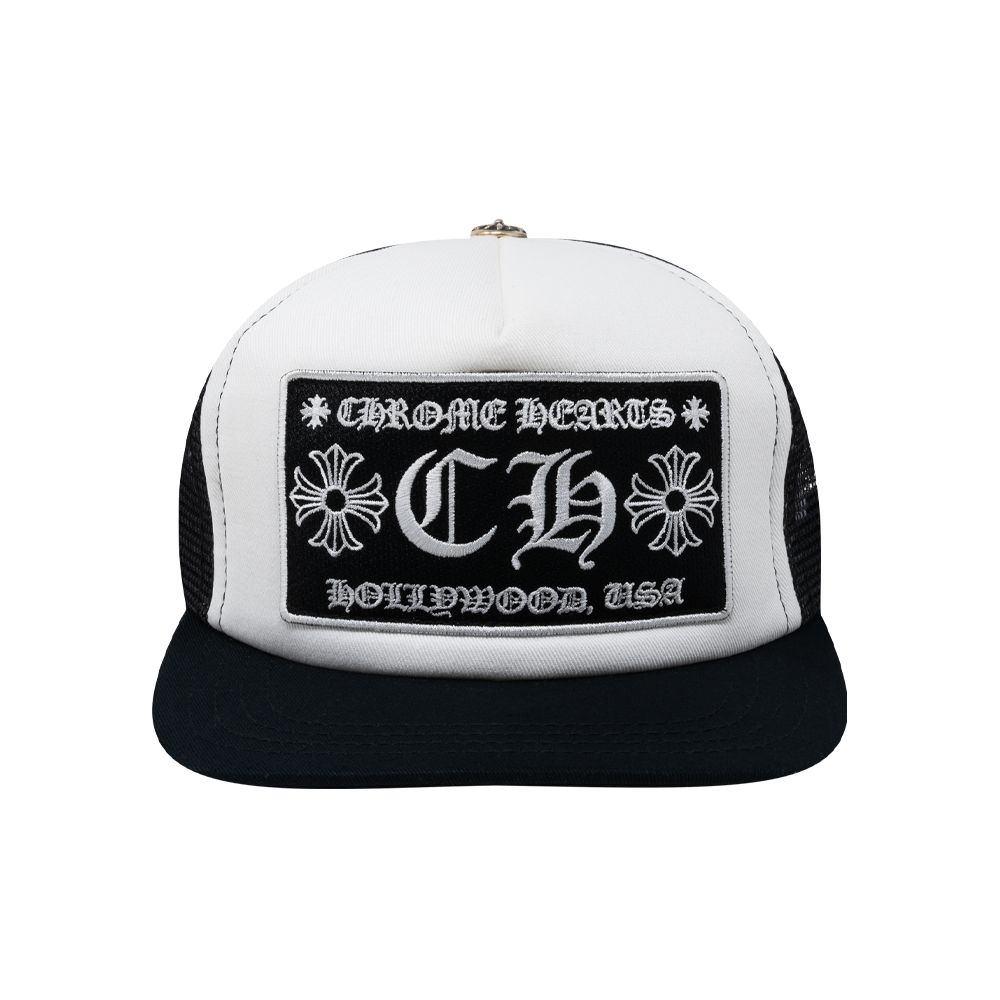 Chrome Hearts Hollywood Patch Trucker Cap Black/White-PLUS
