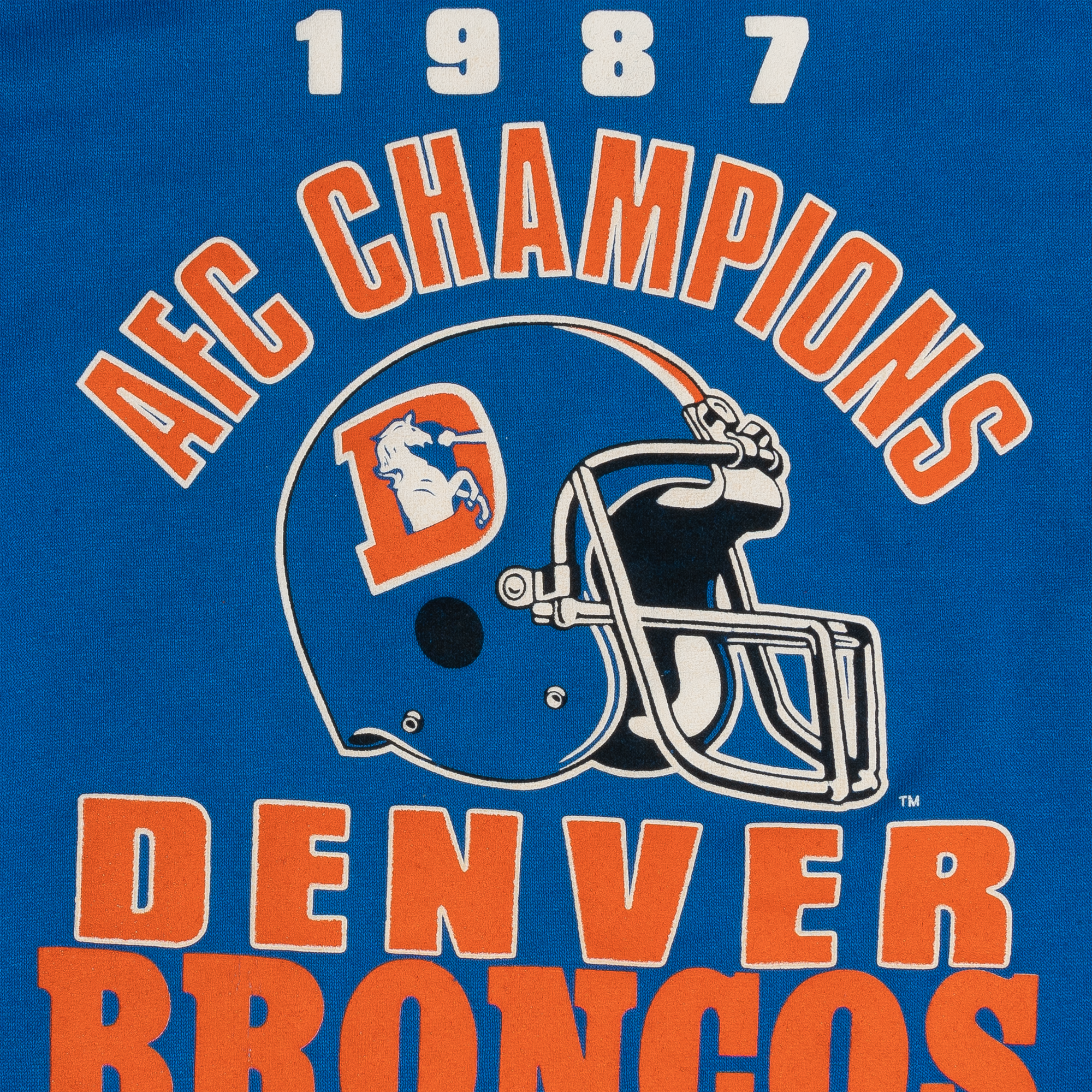 Denver Broncos AFC Champions 1987 Raglan NFL Crewneck Blue-PLUS