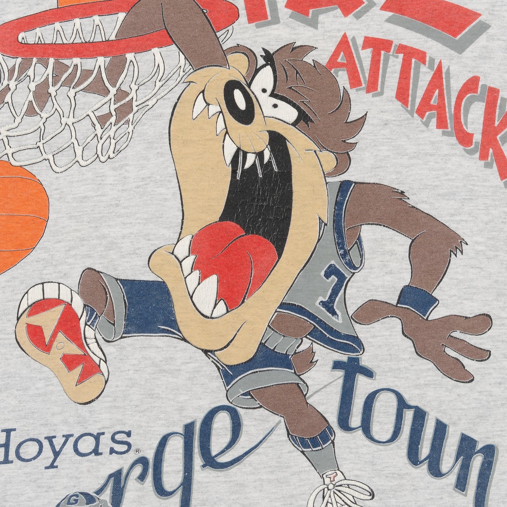 Taz Attack Georgetown Hoyas College Ware USA Tee Grey-PLUS