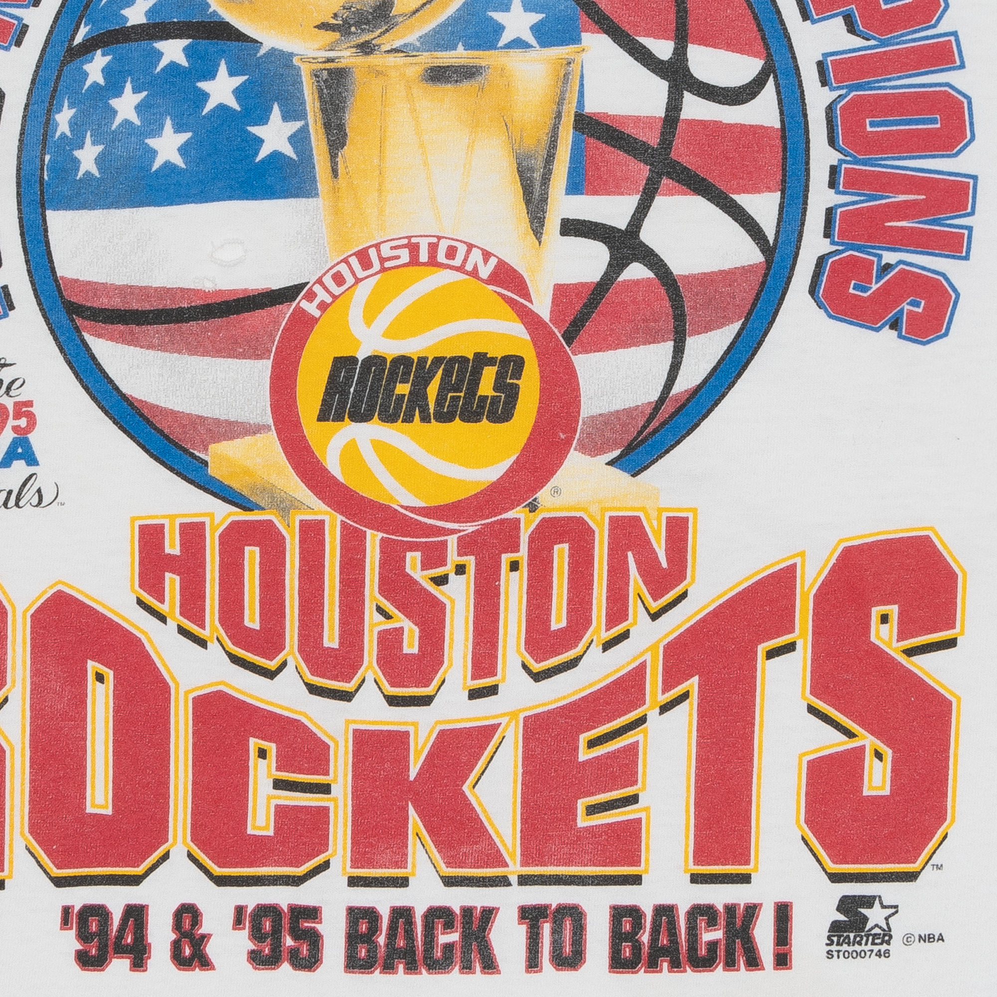 Houston Rockets 1995 World Champions NBA Tee White-PLUS
