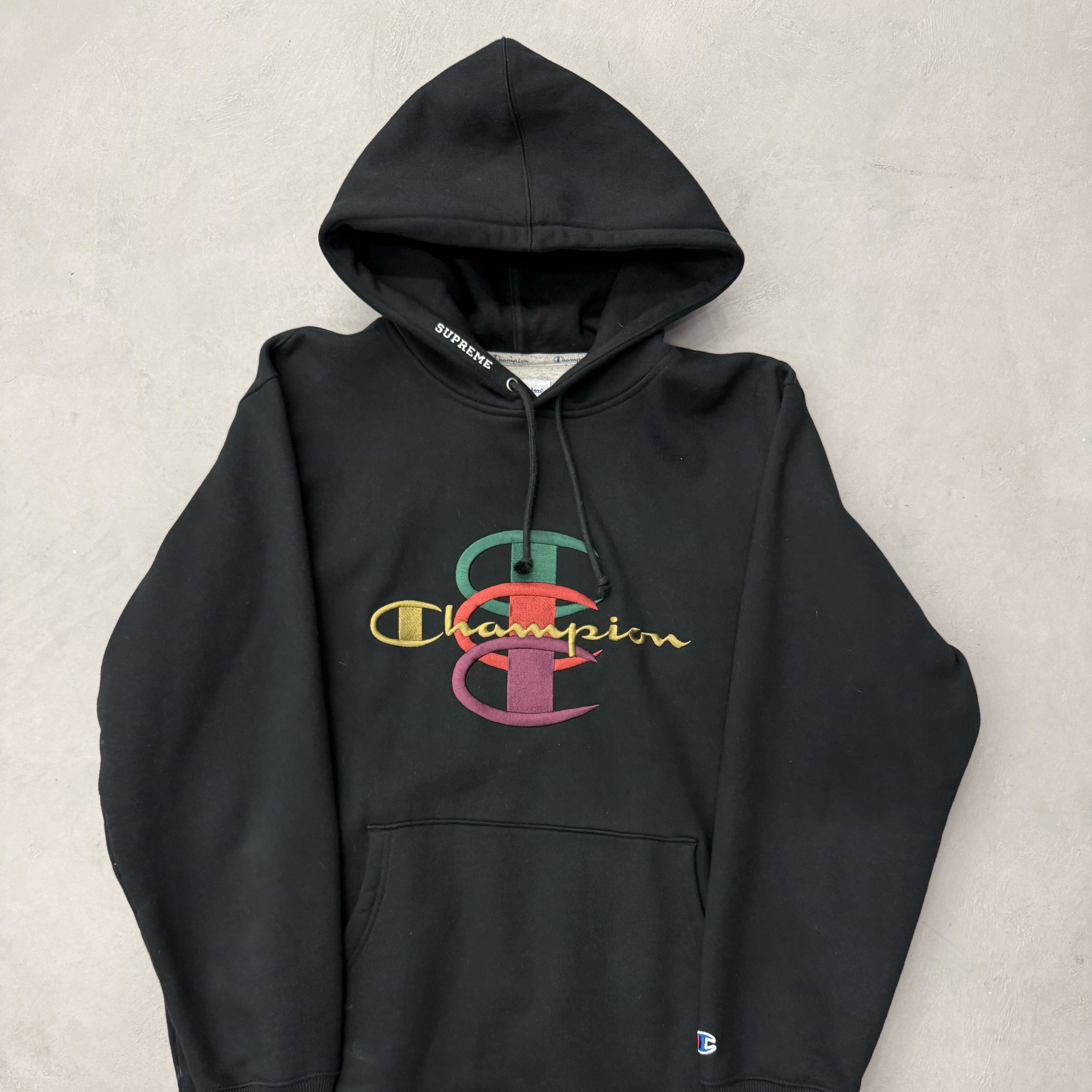 Supreme Champion Stacked C Hooded Sweatshirt Black (Used)