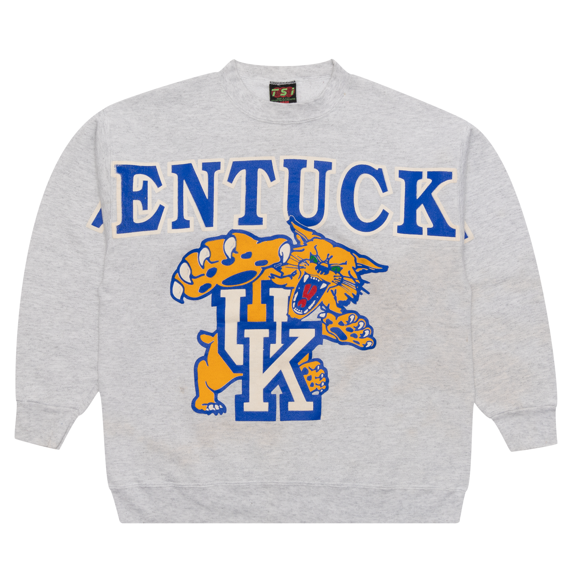 Kentucky Wildcats Crossbody Print Crewneck Grey-PLUS
