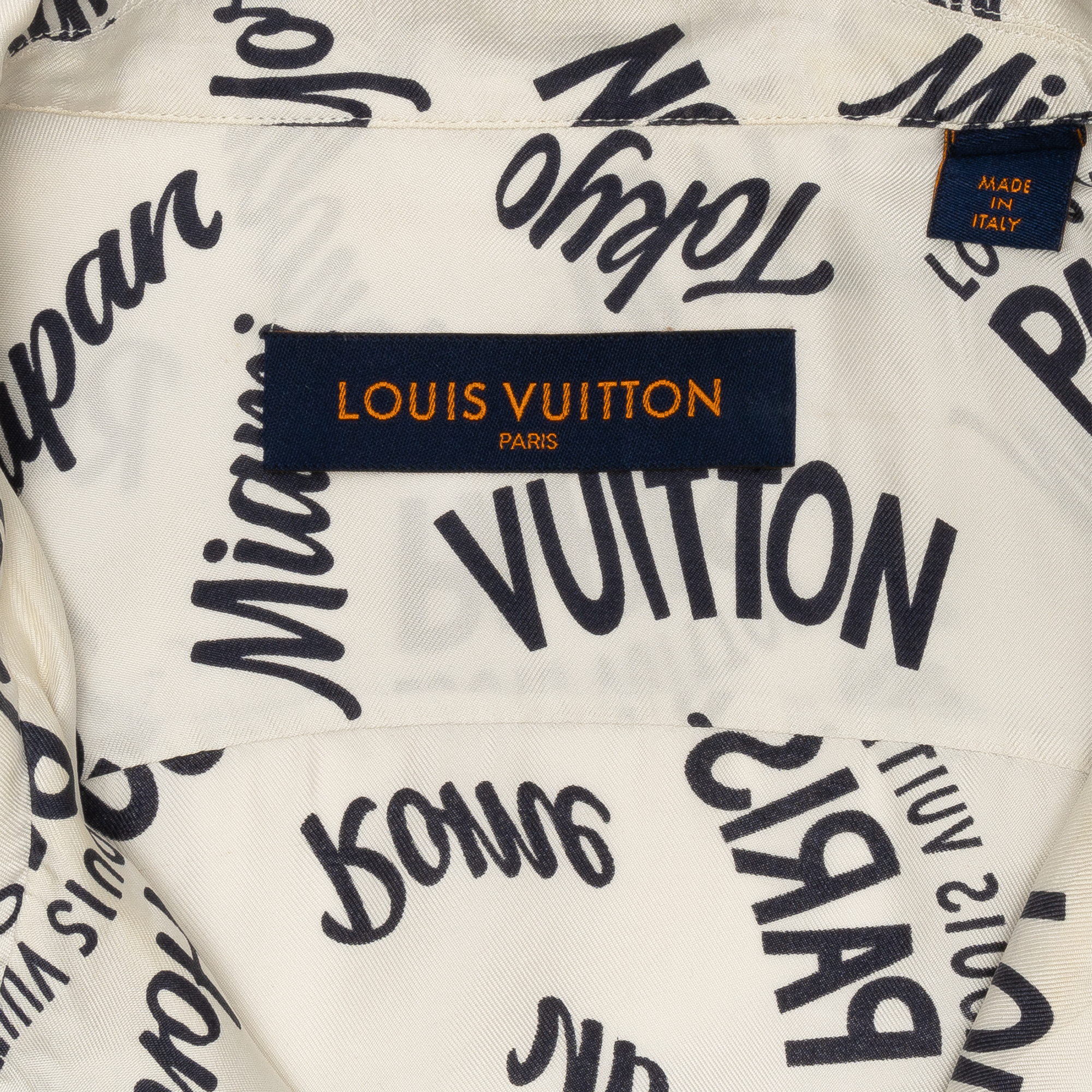 Louis Vuitton Cities Silk Button Down Shirt White-PLUS