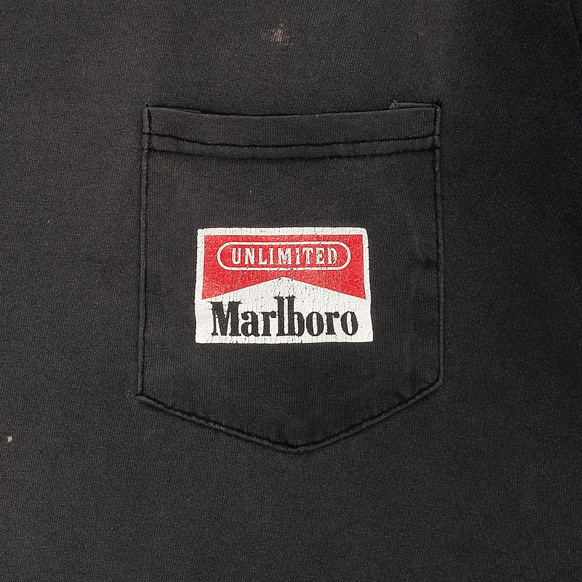Marlboro Cigarettes Train Gear Faded Pocket Tee Black-PLUS